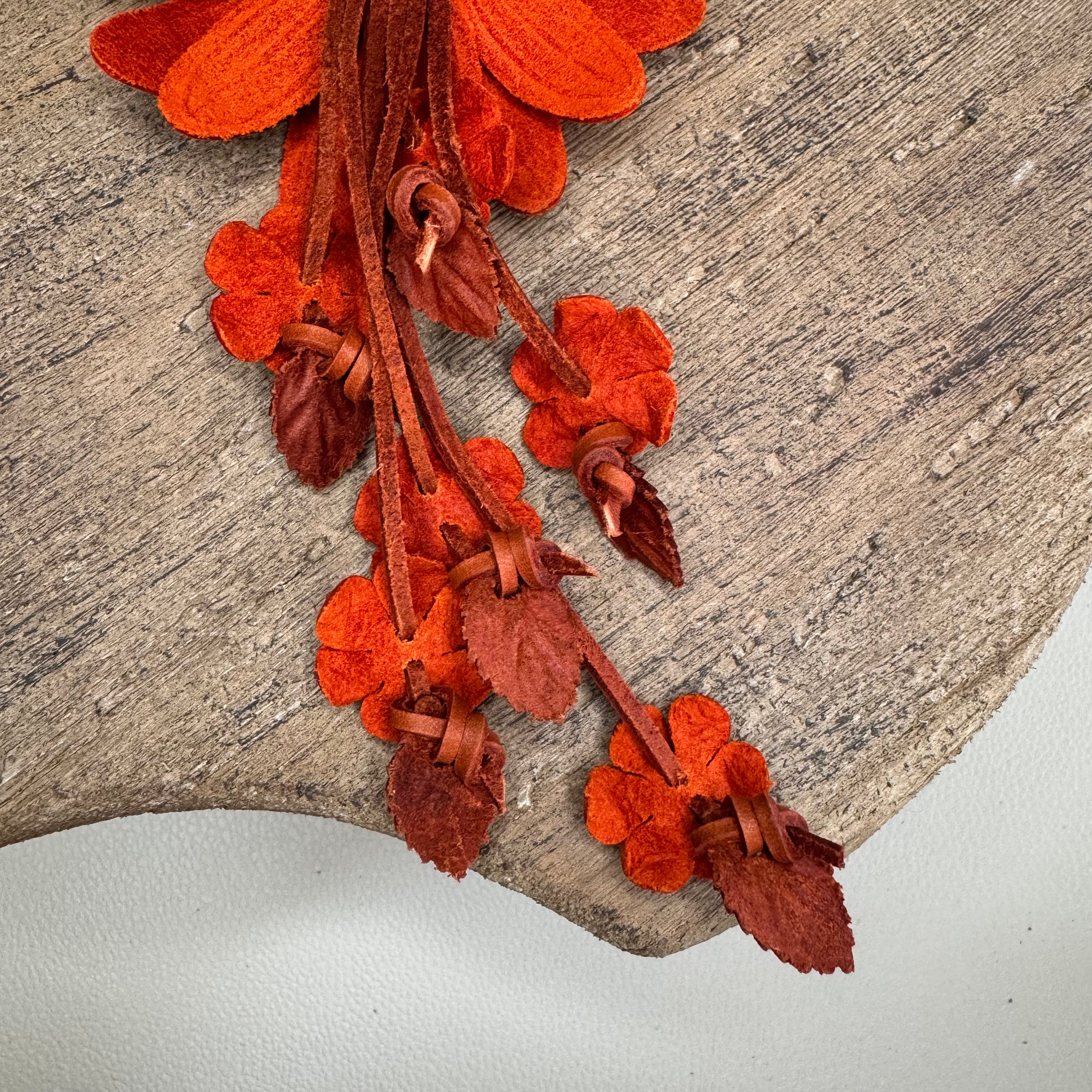 Orange Daisy Flower Leather Bag Charm Autumn Accessories