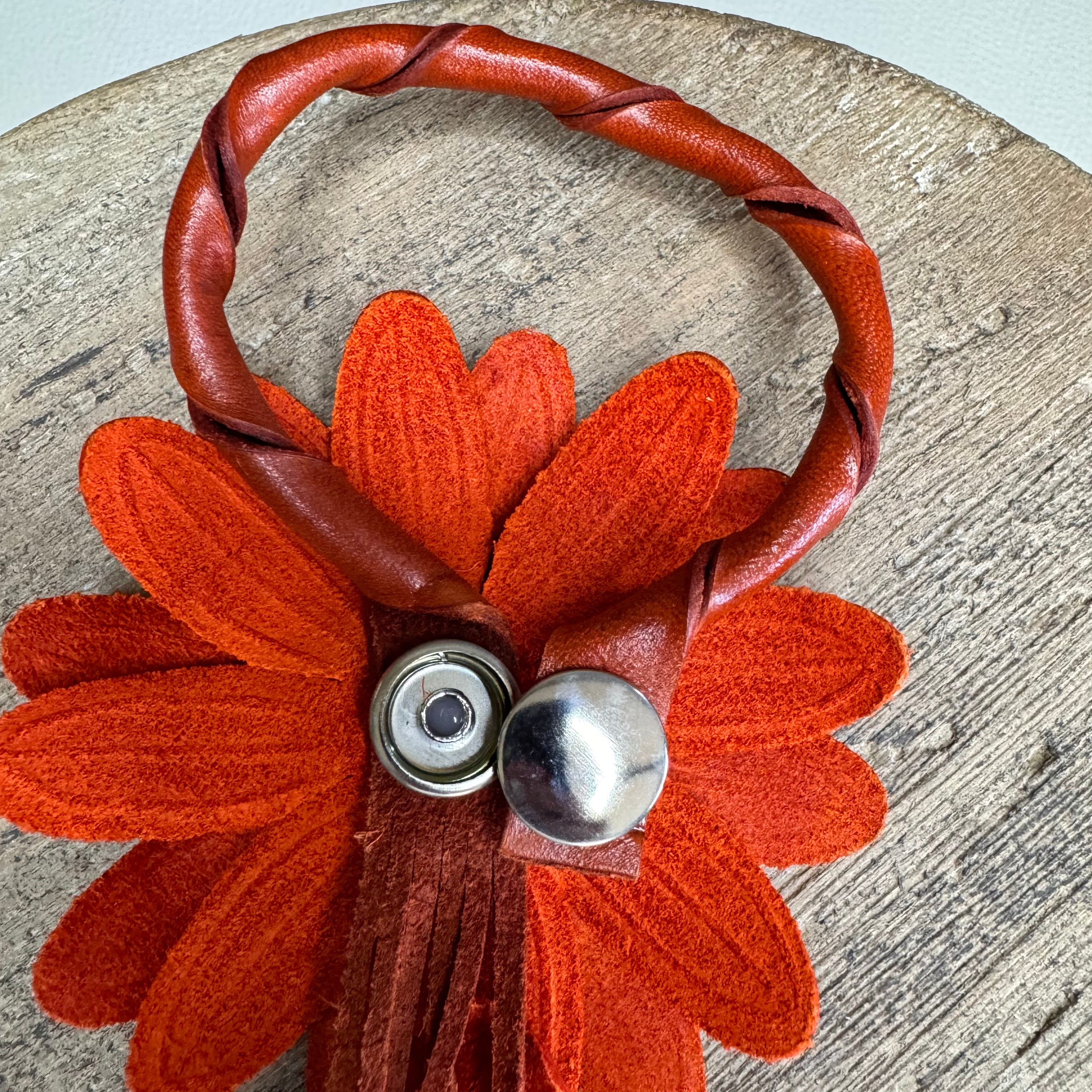 Orange Daisy Flower Leather Bag Charm Autumn Accessories