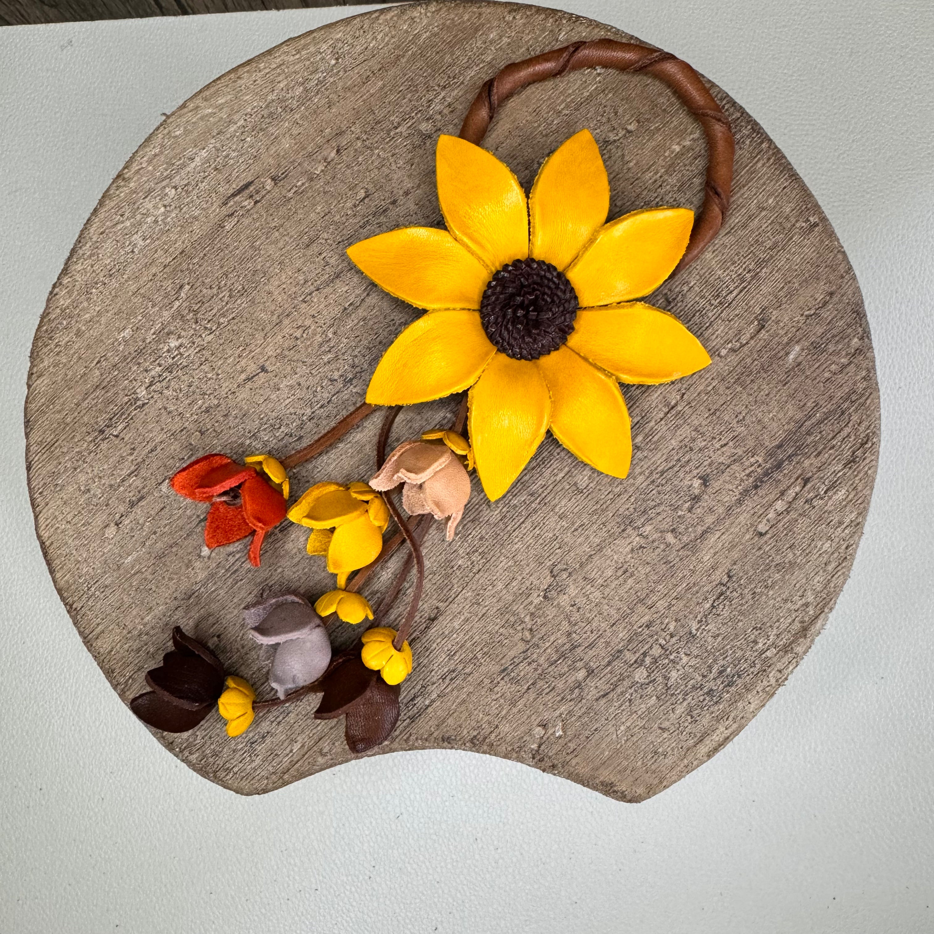 Sunflower Leather Bag Charm Autumn Accessories Purse Keychain