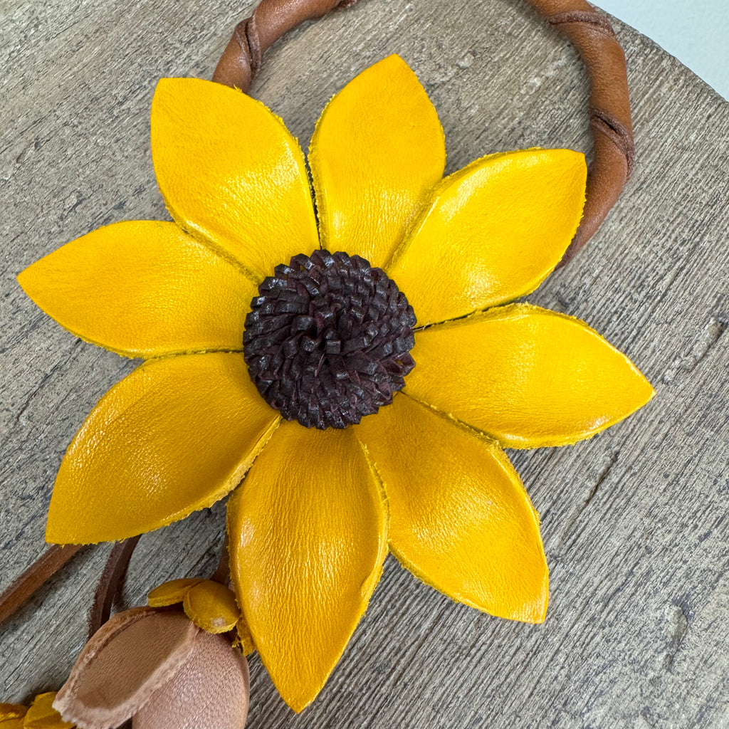 Sunflower Leather Bag Charm Autumn Accessories Purse Keychain