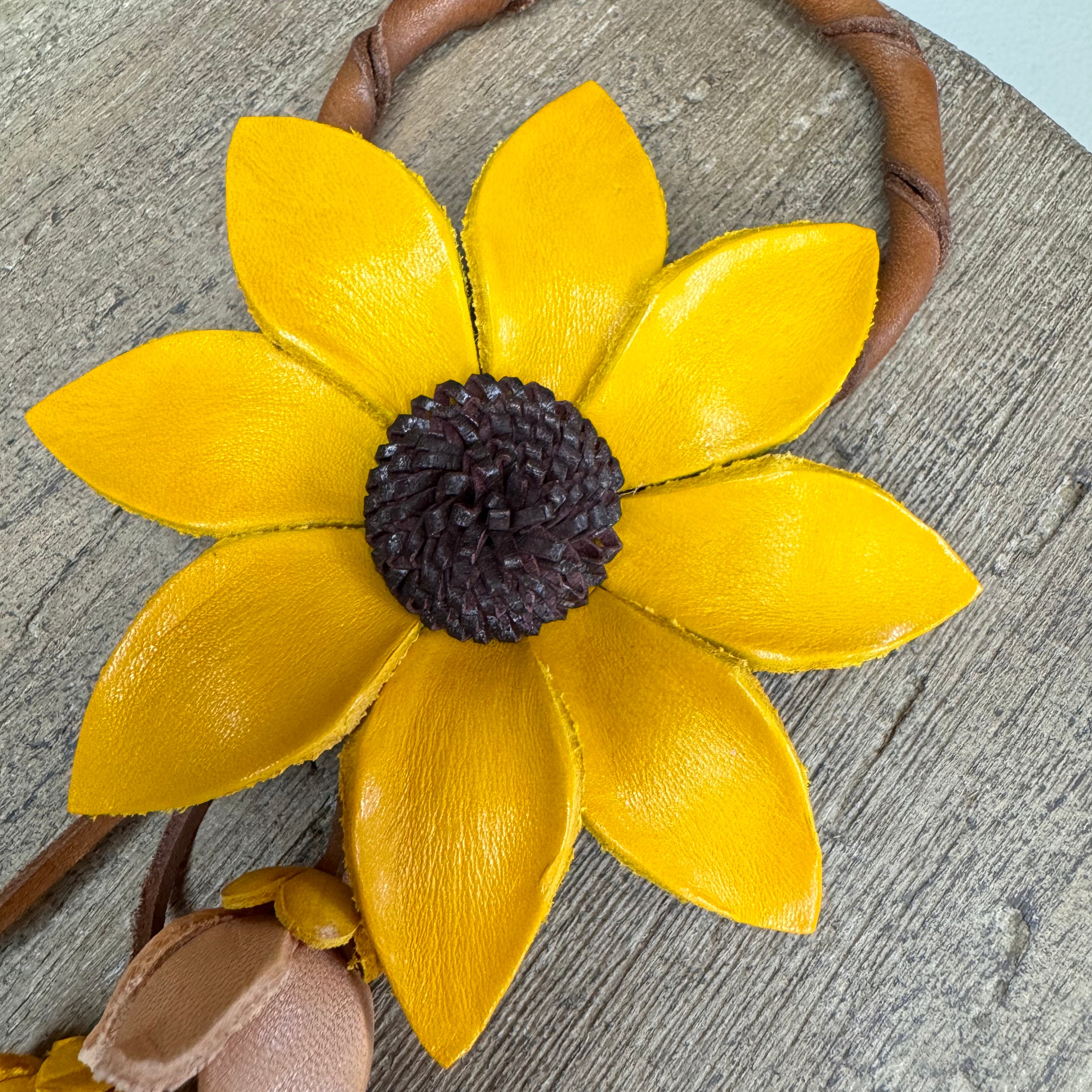 Sunflower Leather Bag Charm Autumn Accessories Purse Keychain