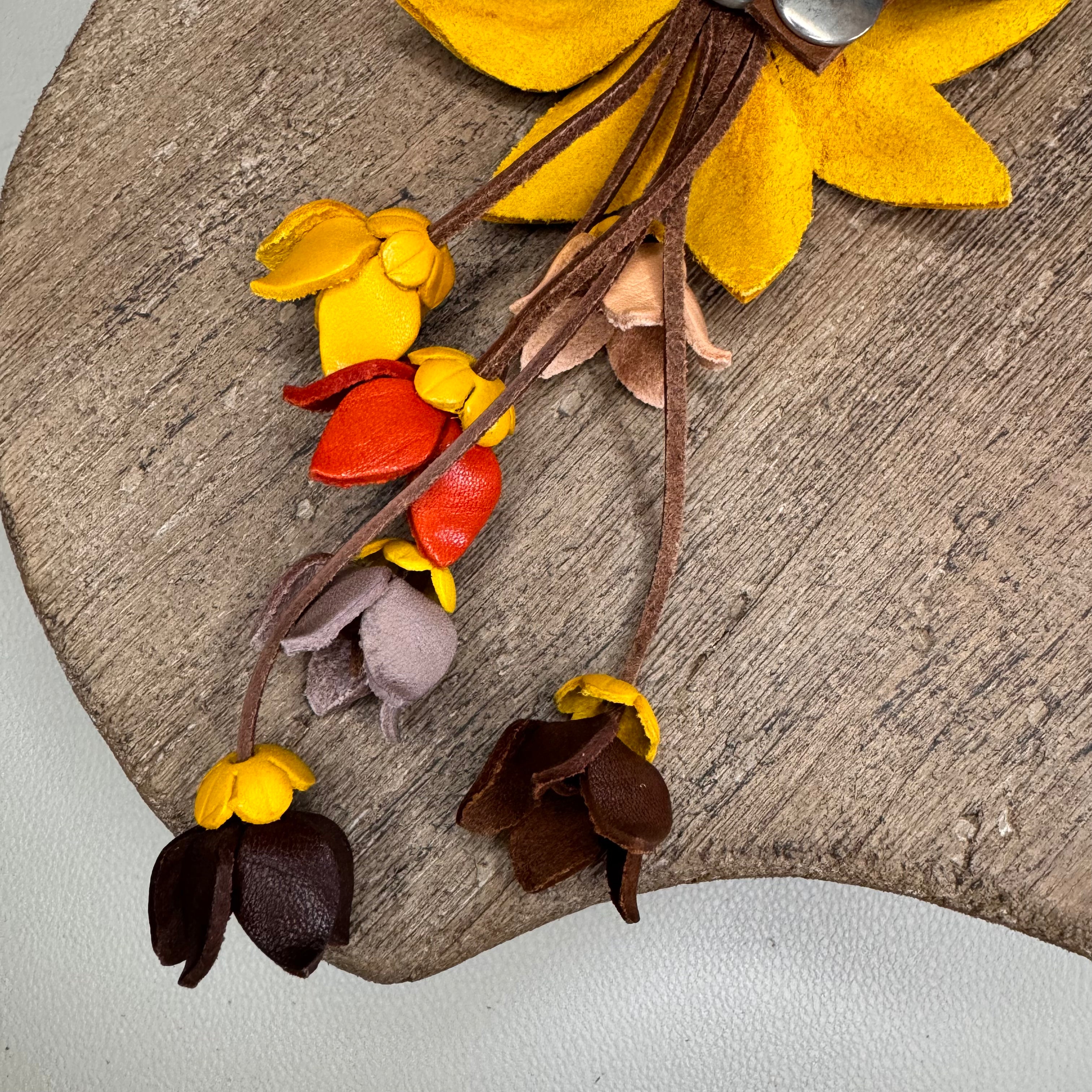 Sunflower Leather Bag Charm Autumn Accessories Purse Keychain