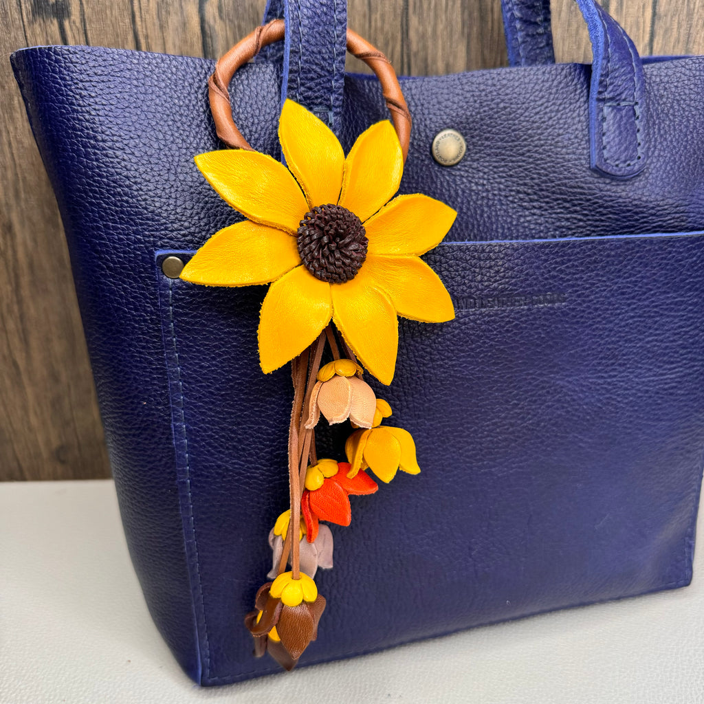 Sunflower Leather Bag Charm Autumn Accessories Purse Keychain