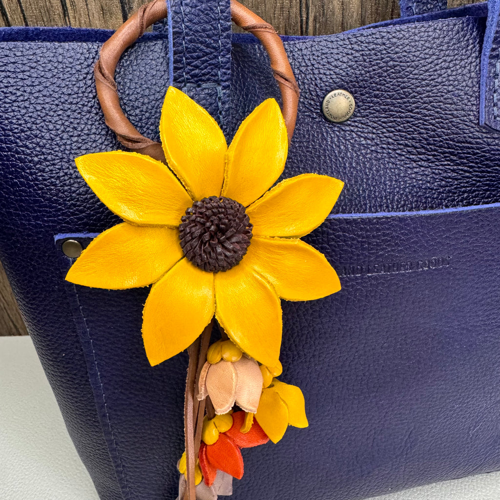 Sunflower Leather Bag Charm Autumn Accessories Purse Keychain