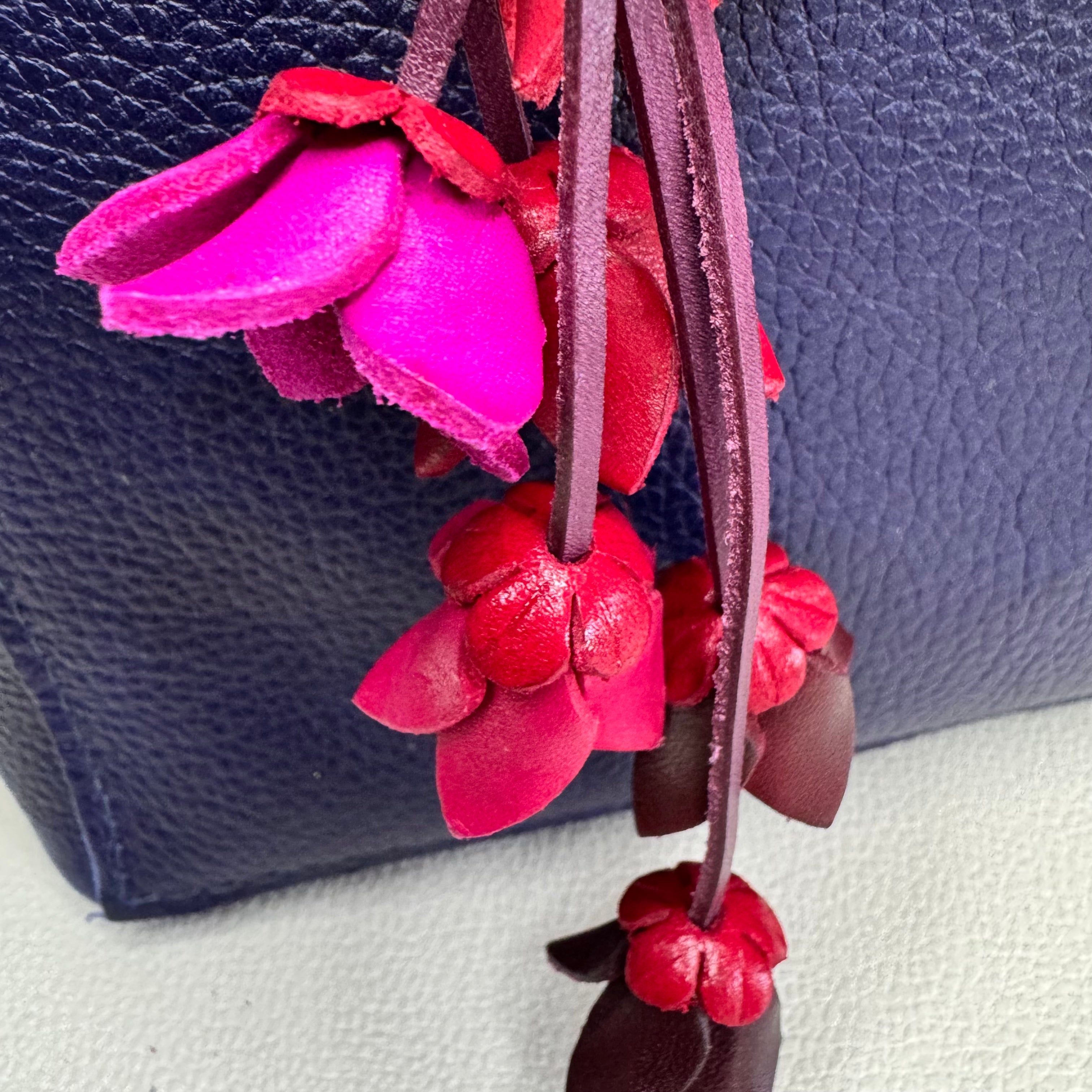 Red Daisy Leather Bag Charm Purse Keychain Genuine Leather Charm