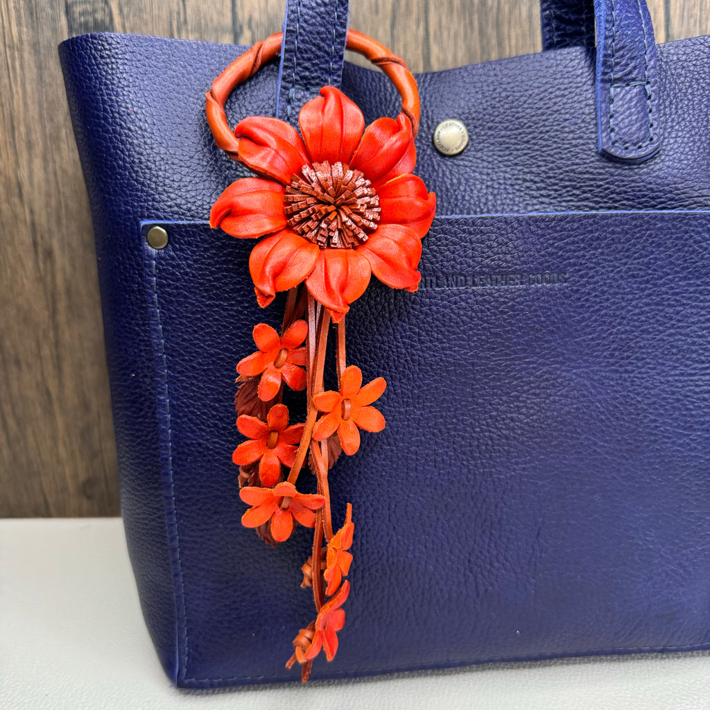 Autumn Genuine Leather Bag Charm Leather Purse FALL Accessories Flower Bag Charm