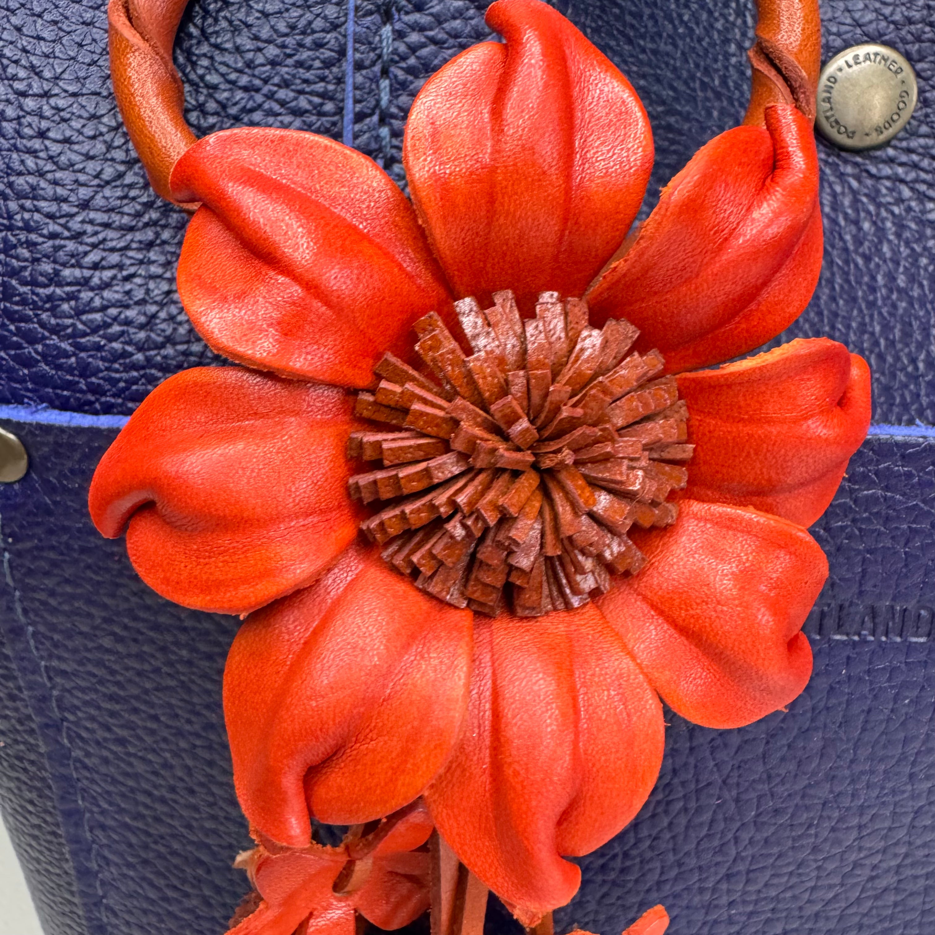 Autumn Genuine Leather Bag Charm Leather Purse FALL Accessories Flower Bag Charm