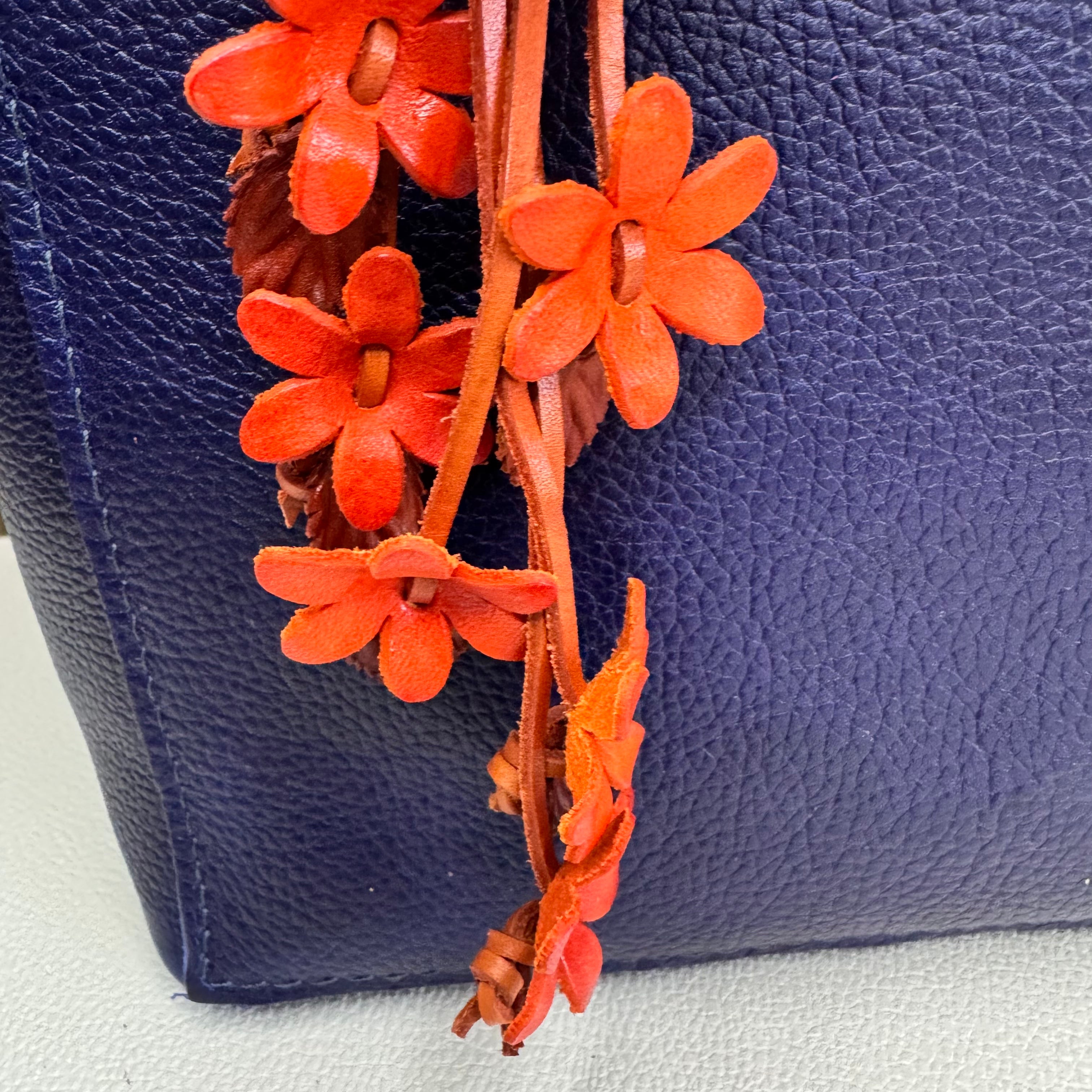 Autumn Genuine Leather Bag Charm Leather Purse FALL Accessories Flower Bag Charm