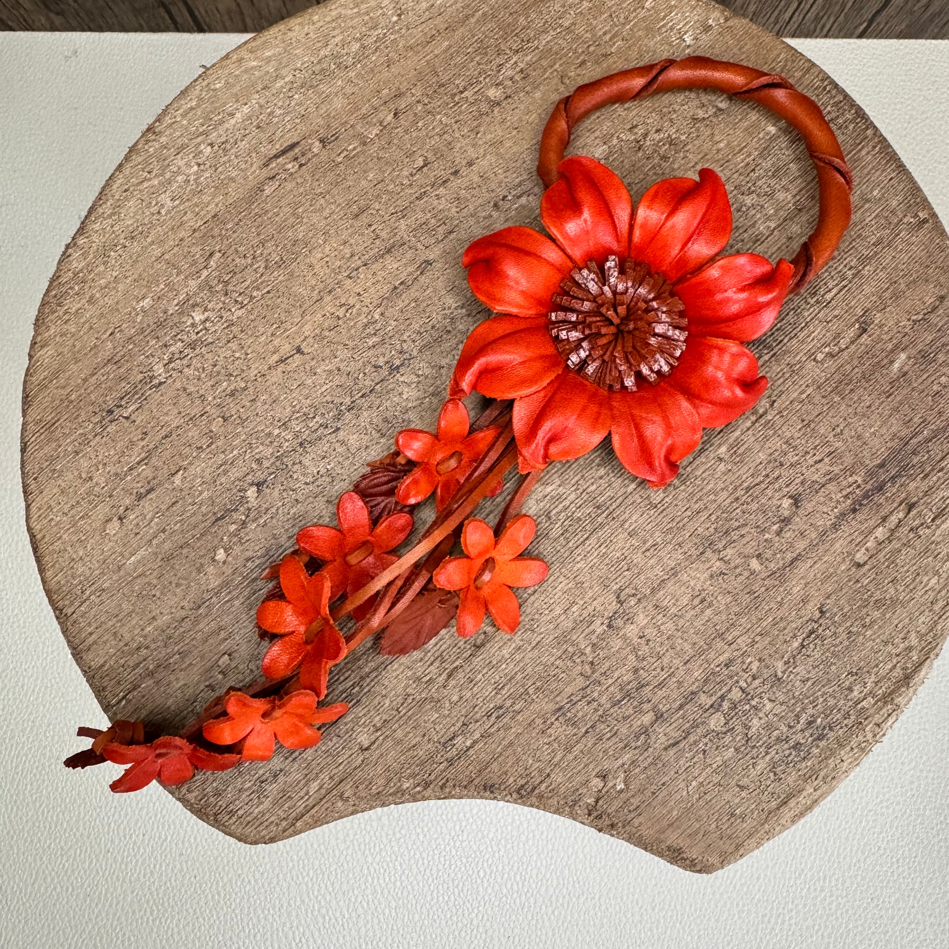 Autumn Genuine Leather Bag Charm Leather Purse FALL Accessories Flower Bag Charm