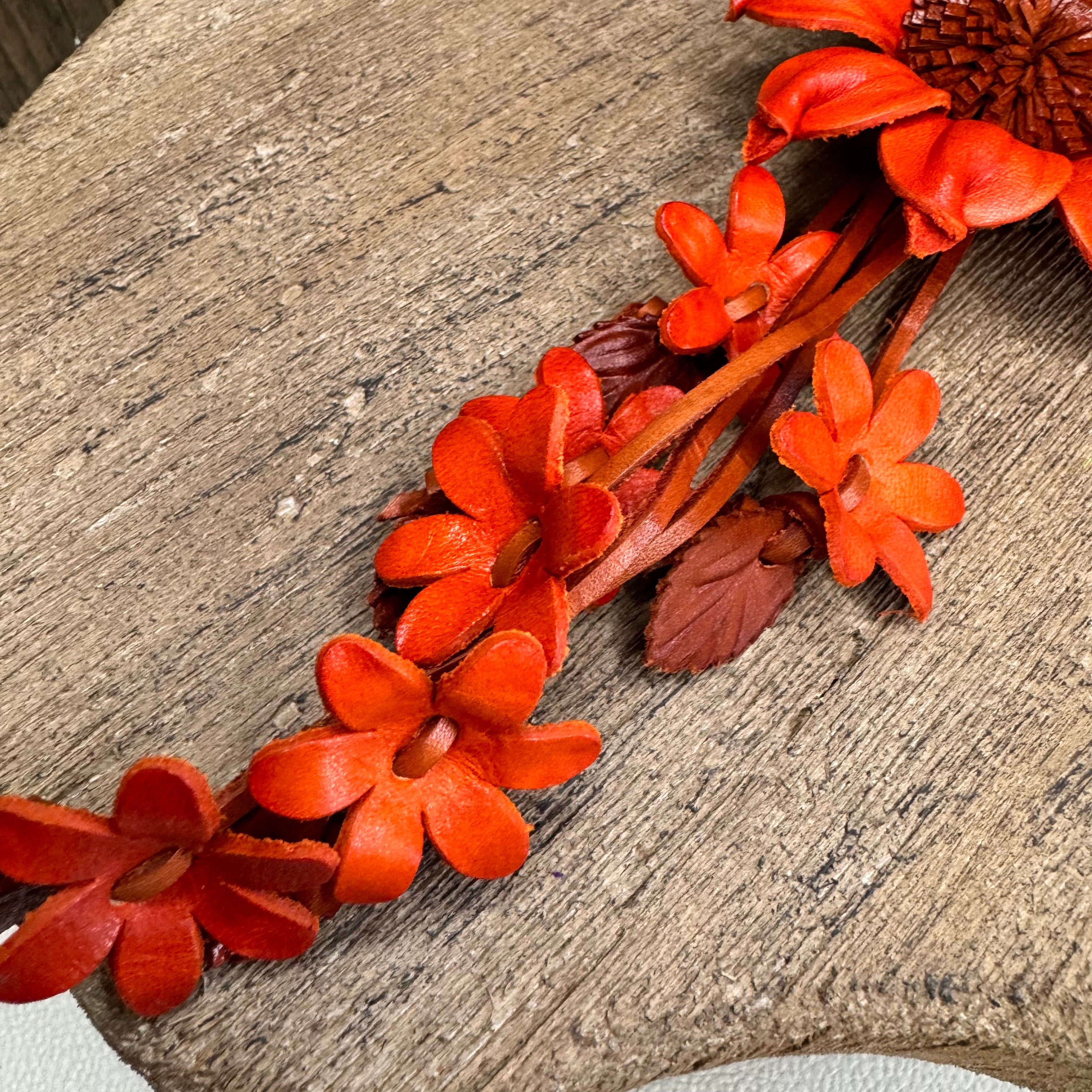 Autumn Genuine Leather Bag Charm Leather Purse FALL Accessories Flower Bag Charm