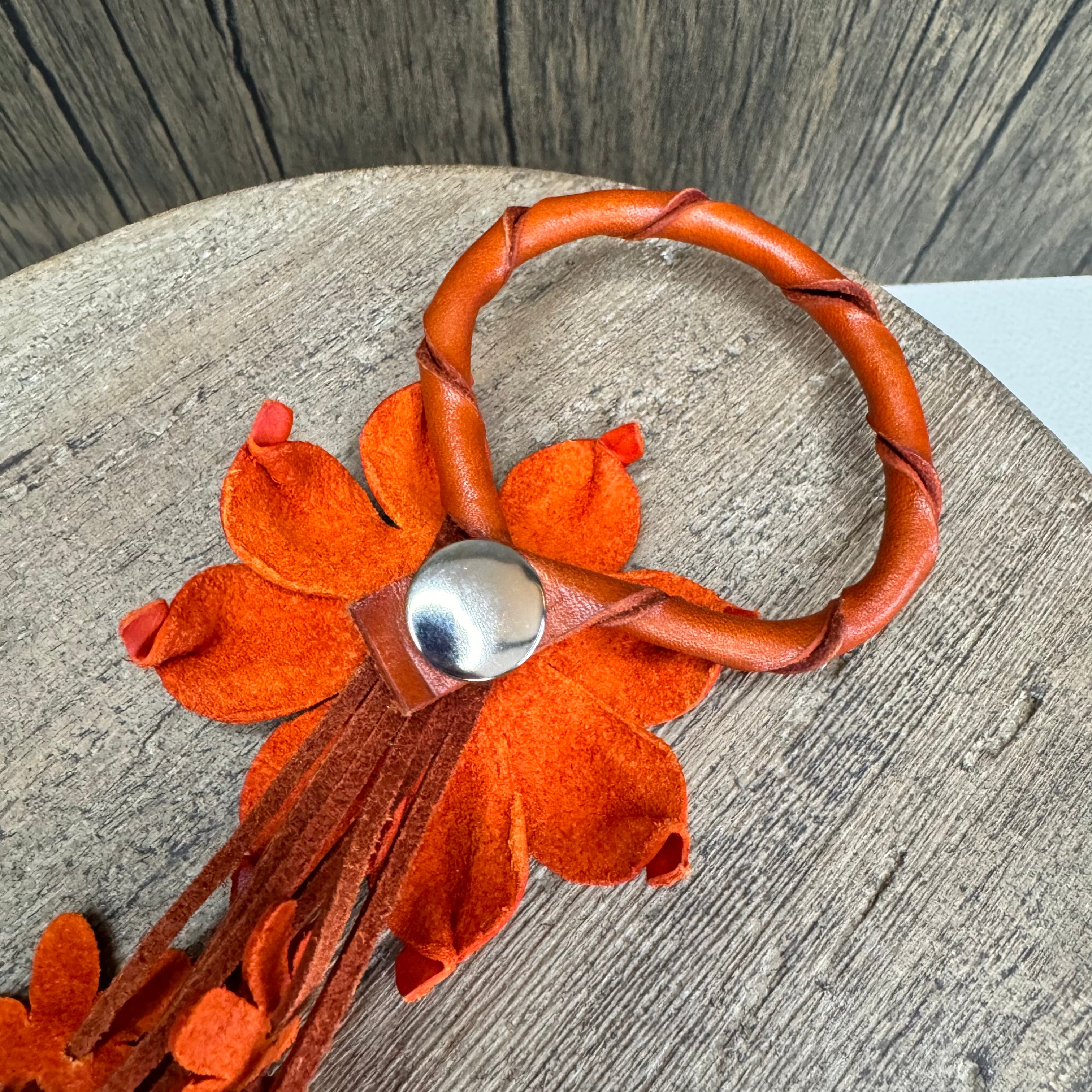 Autumn Genuine Leather Bag Charm Leather Purse FALL Accessories Flower Bag Charm