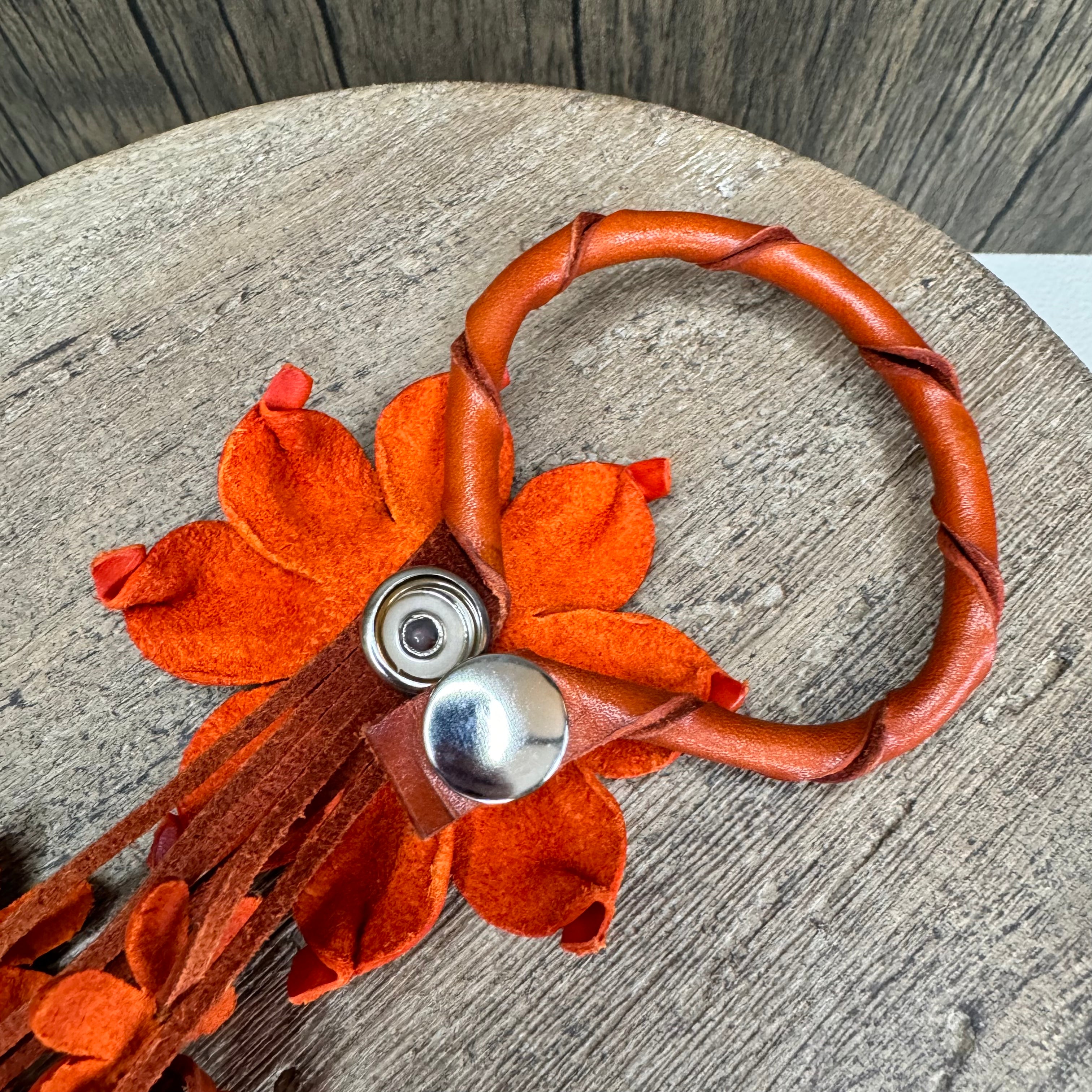 Autumn Genuine Leather Bag Charm Leather Purse FALL Accessories Flower Bag Charm