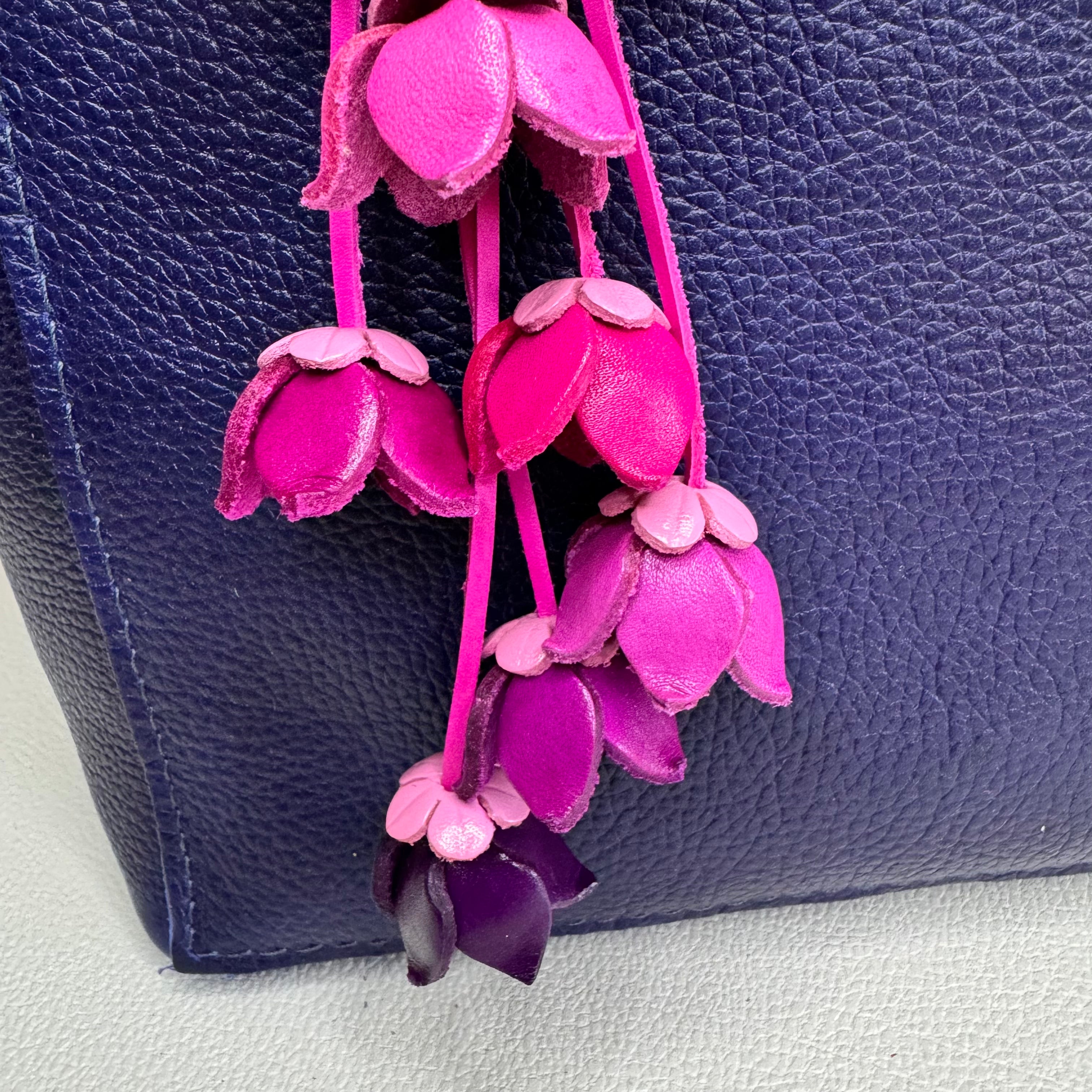 Pink Daisy Genuine Leather Bag Charm Leather Purse Flower Bag Charm