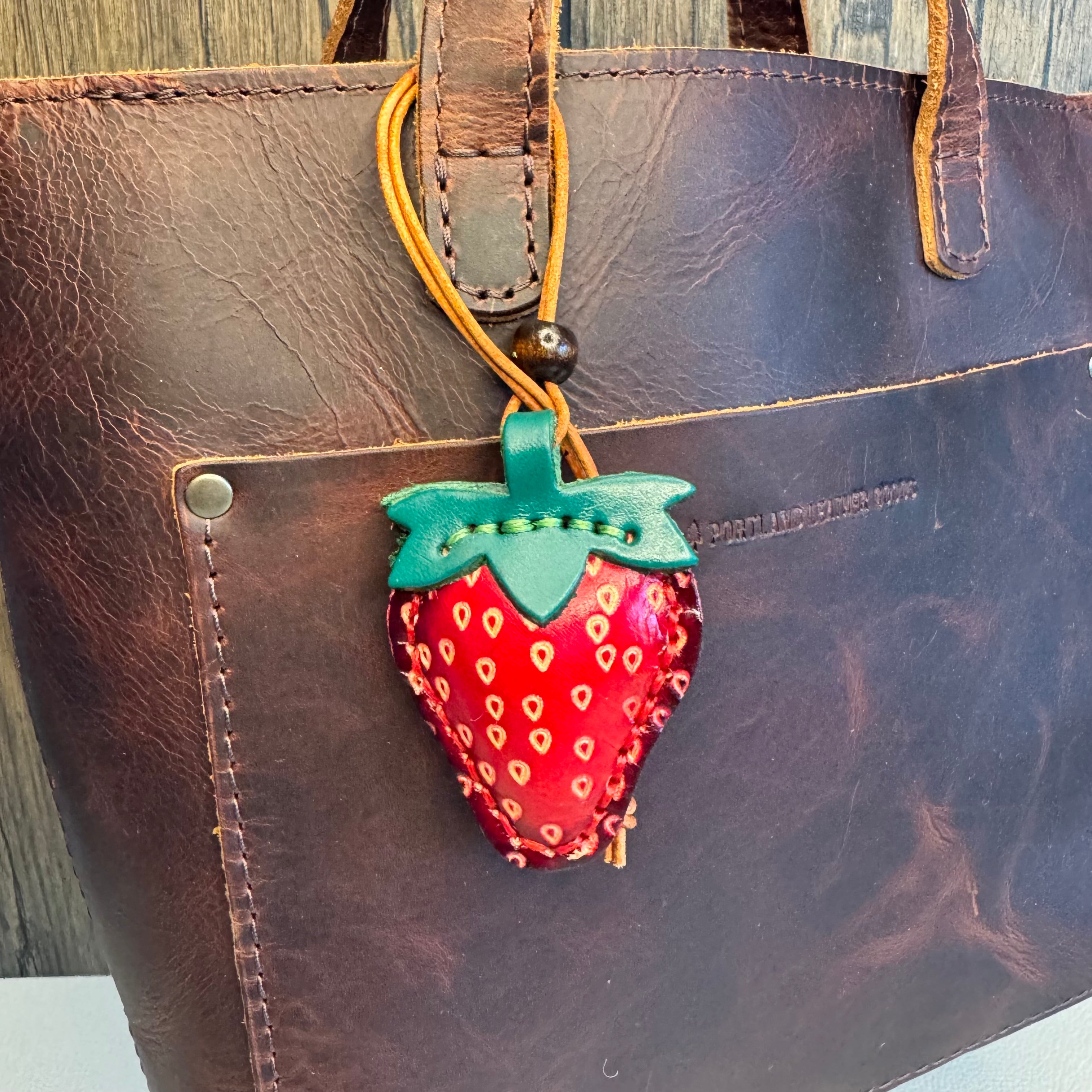 Genuine Leather Strawberry Purse Charm Bag Charms West Hills Studio