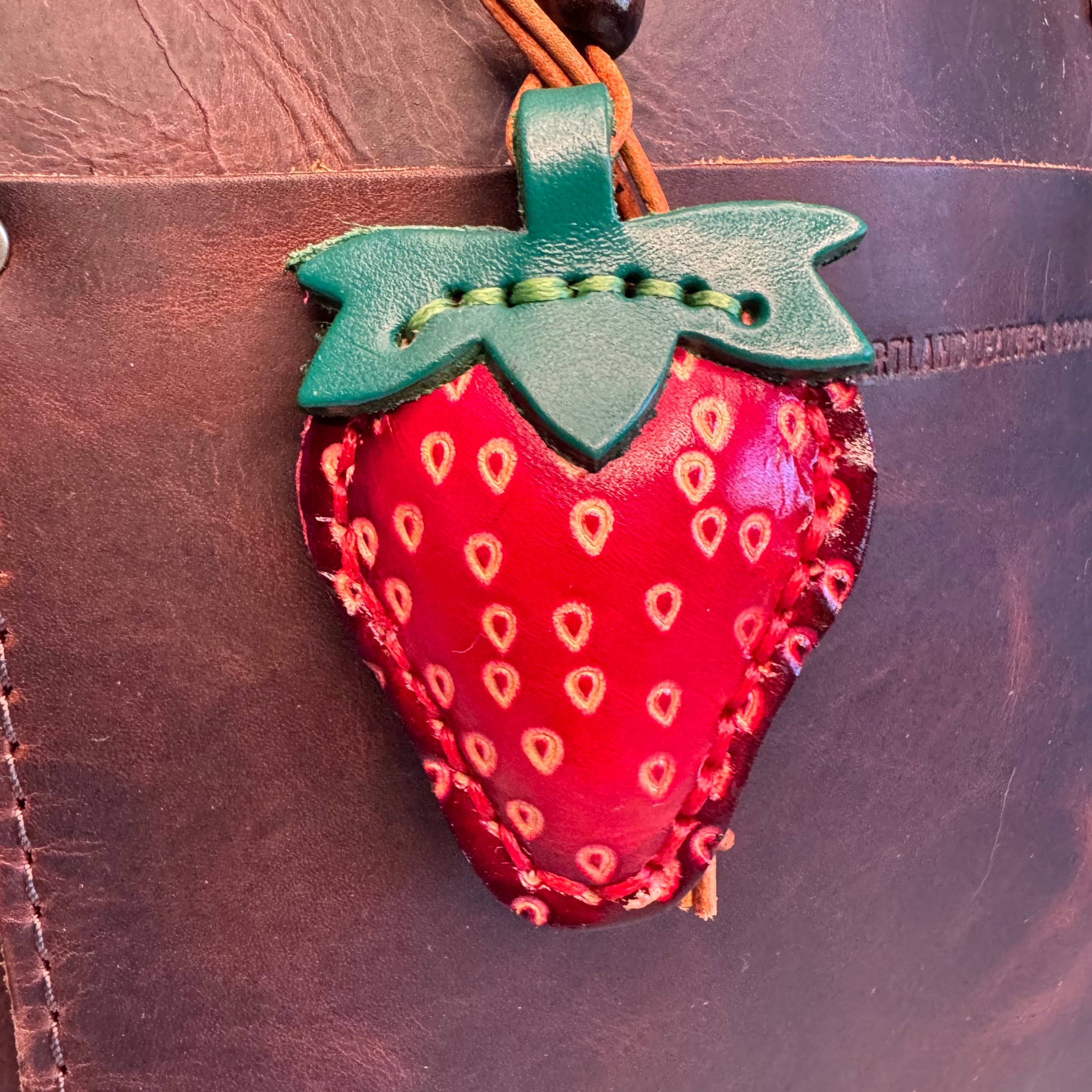 Genuine Leather Strawberry Purse Charm Bag Charms West Hills Studio