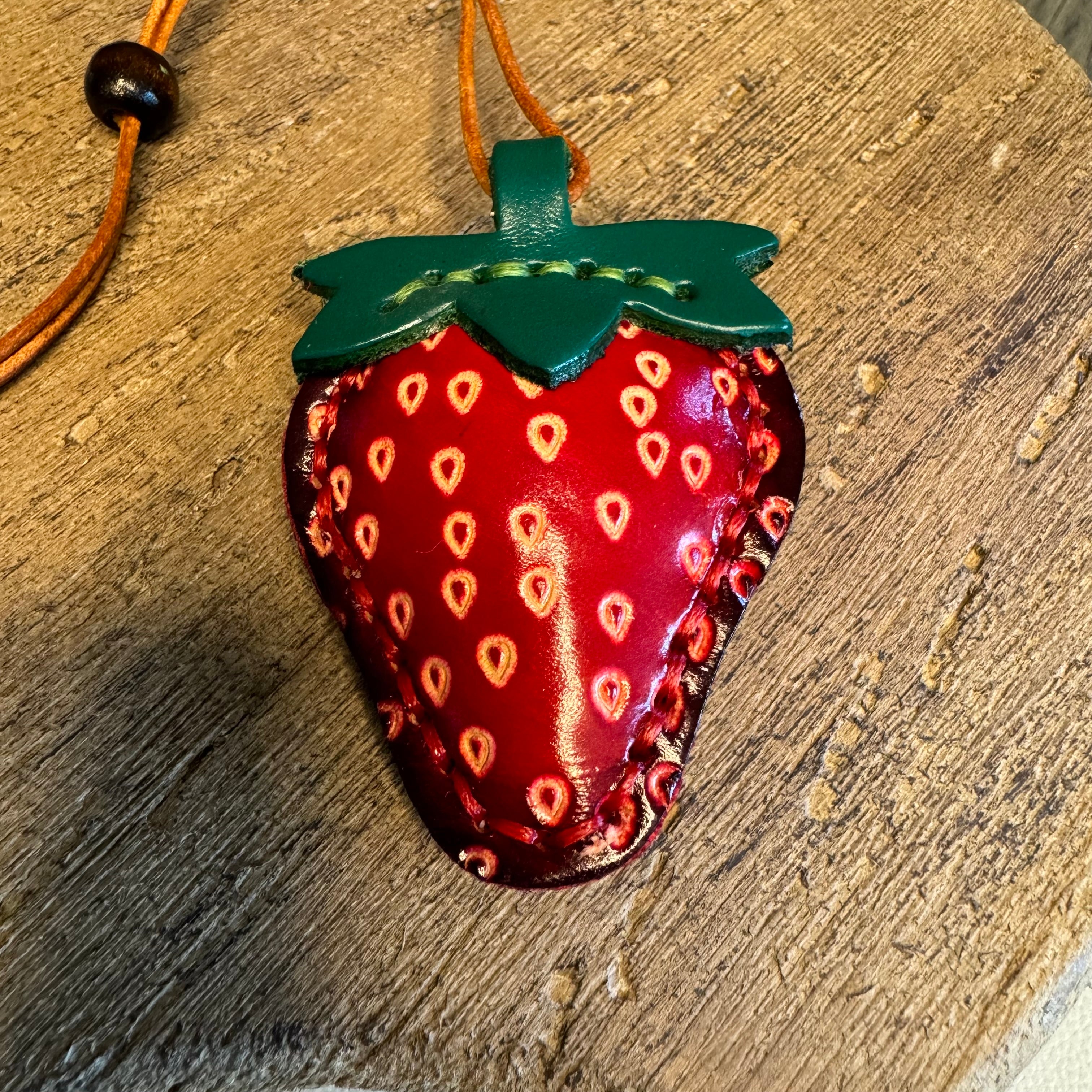 Genuine Leather Strawberry Purse Charm Bag Charms West Hills Studio