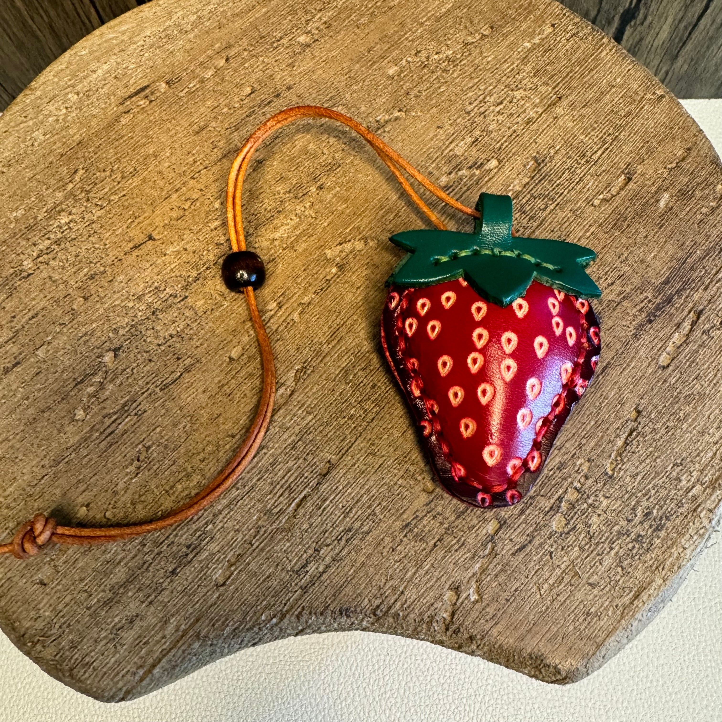 Genuine Leather Strawberry Purse Charm Bag Charms West Hills Studio