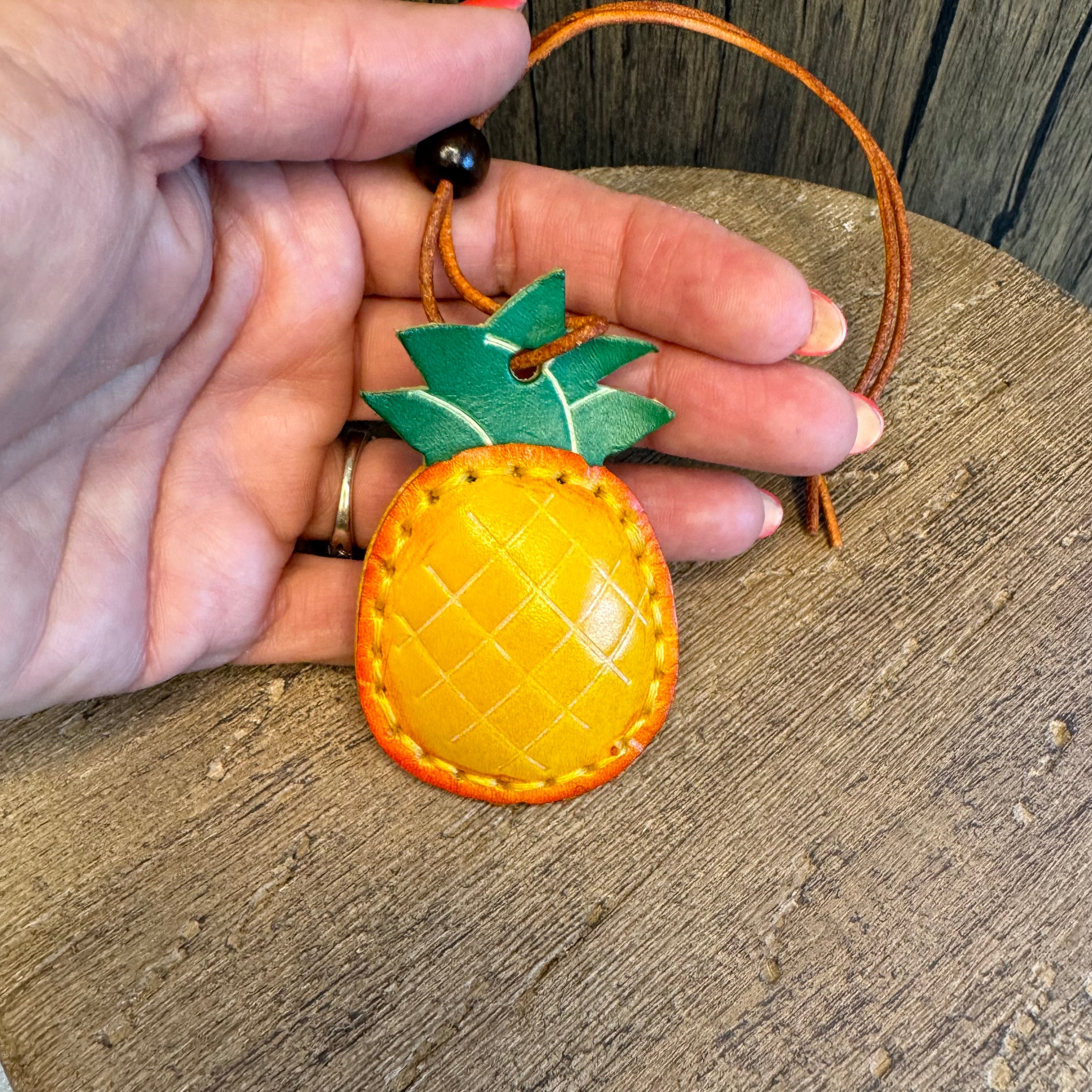 Genuine Leather Pineapple Fruit Purse Charm Bag Charms West Hills Studio