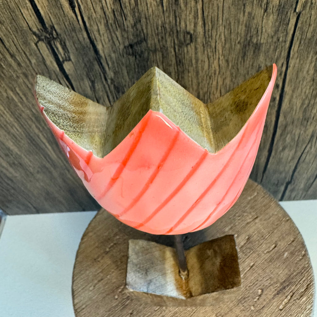 Mango Wood Tulip Home Decor Spring Boho Decoration Flower Sitter