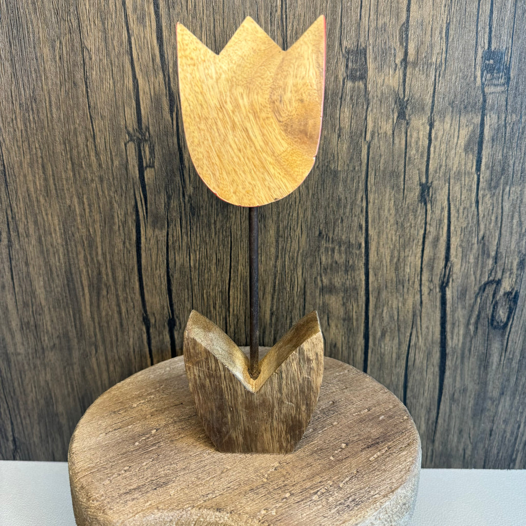 Mango Wood Tulip Home Decor Spring Boho Decoration Flower Sitter