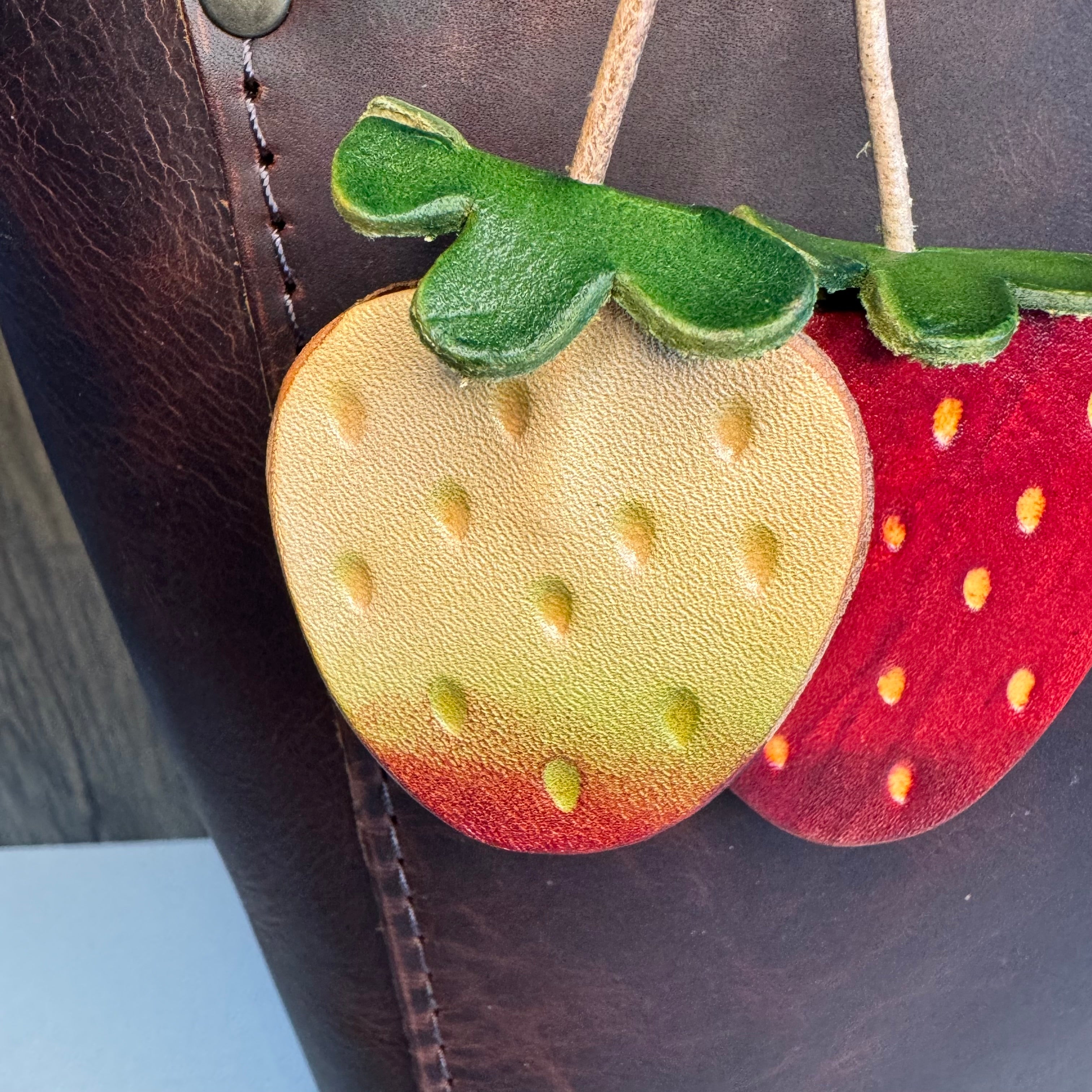 Genuine Leather Strawberry Bag Charm West Hills Studio