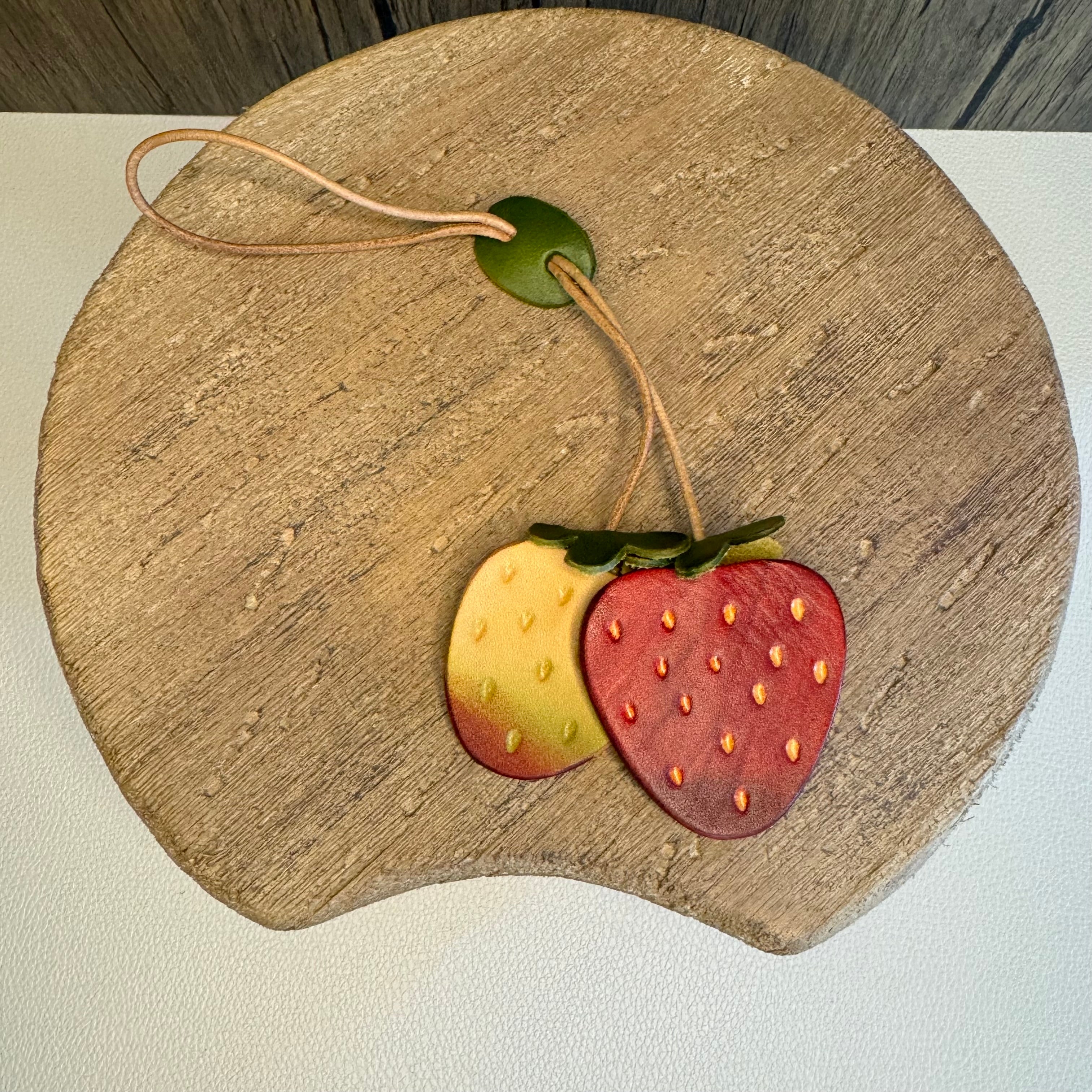 Genuine Leather Strawberry Bag Charm West Hills Studio