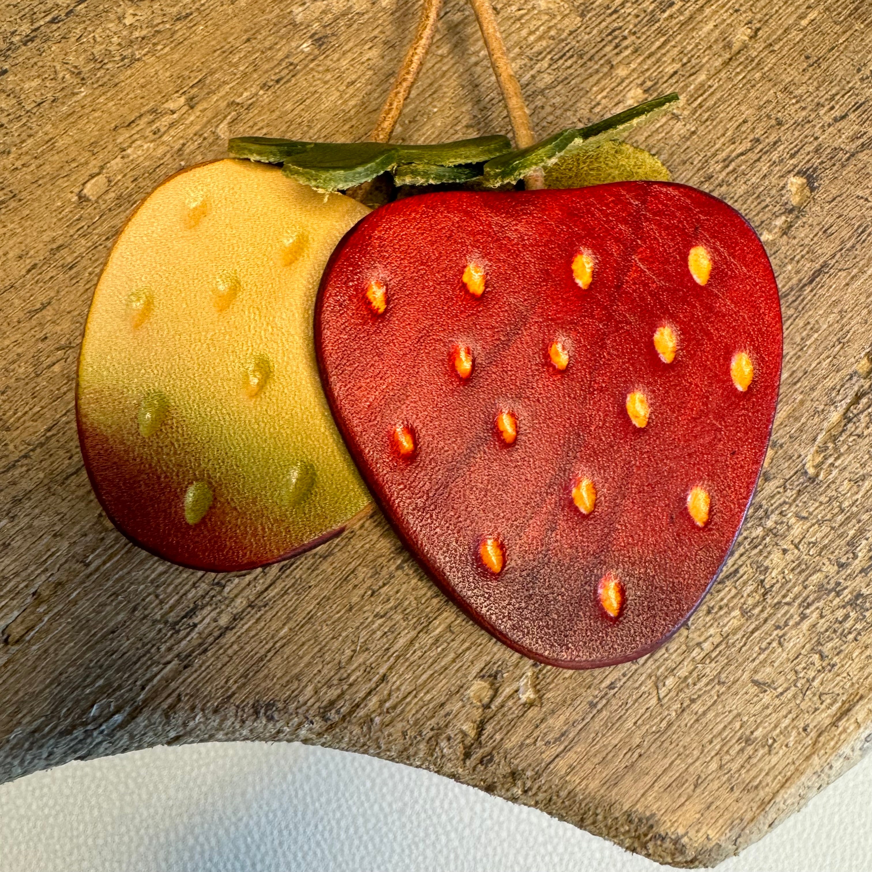 Genuine Leather Strawberry Bag Charm West Hills Studio