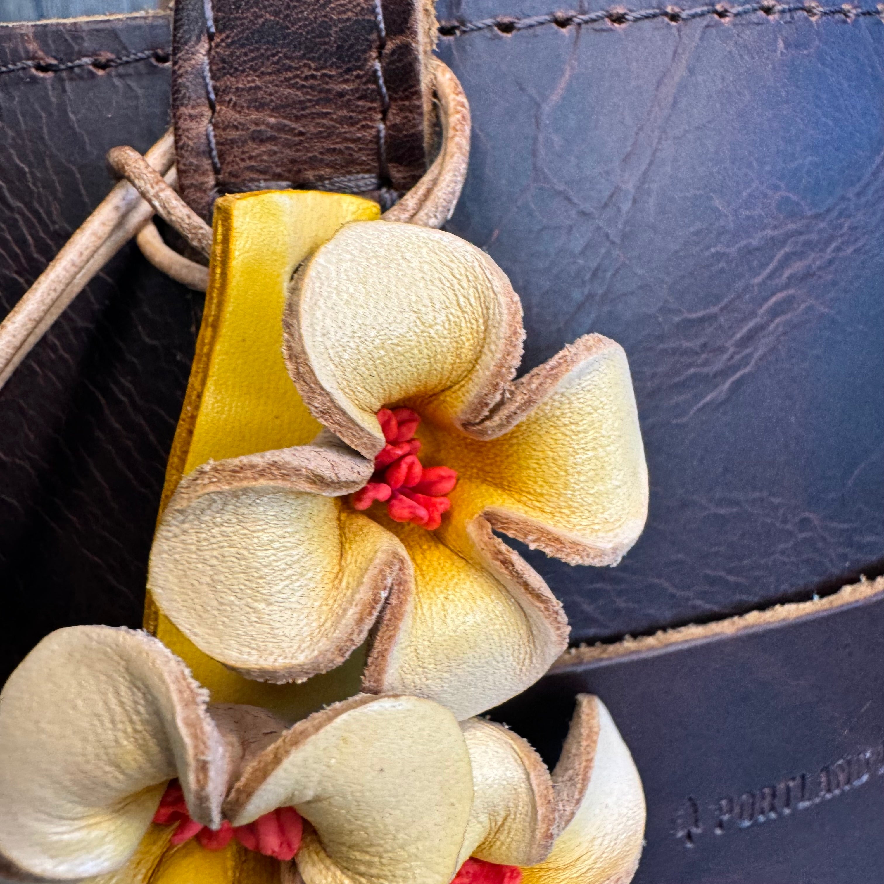 Genuine Leather Flower Bag Charm West Hills Studio