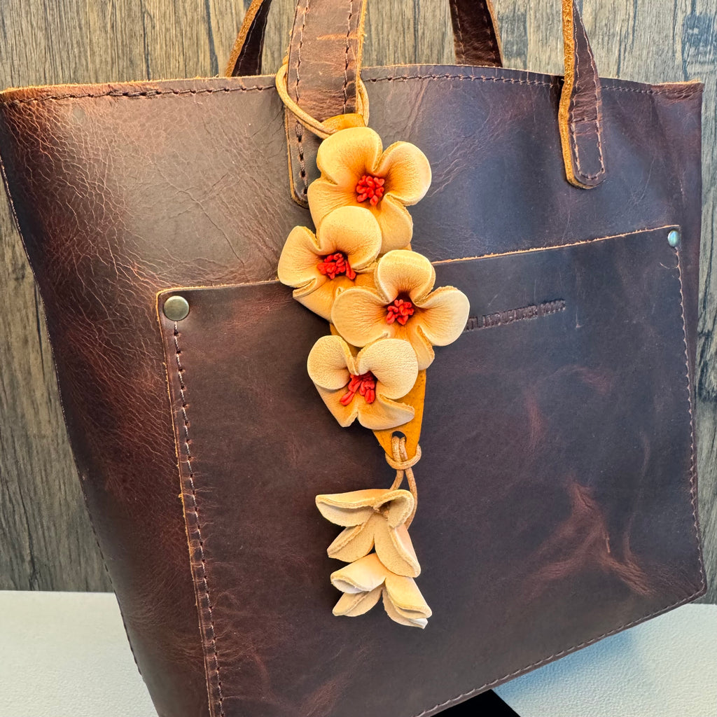 Genuine Leather Flower Bag Charm West Hills Studio