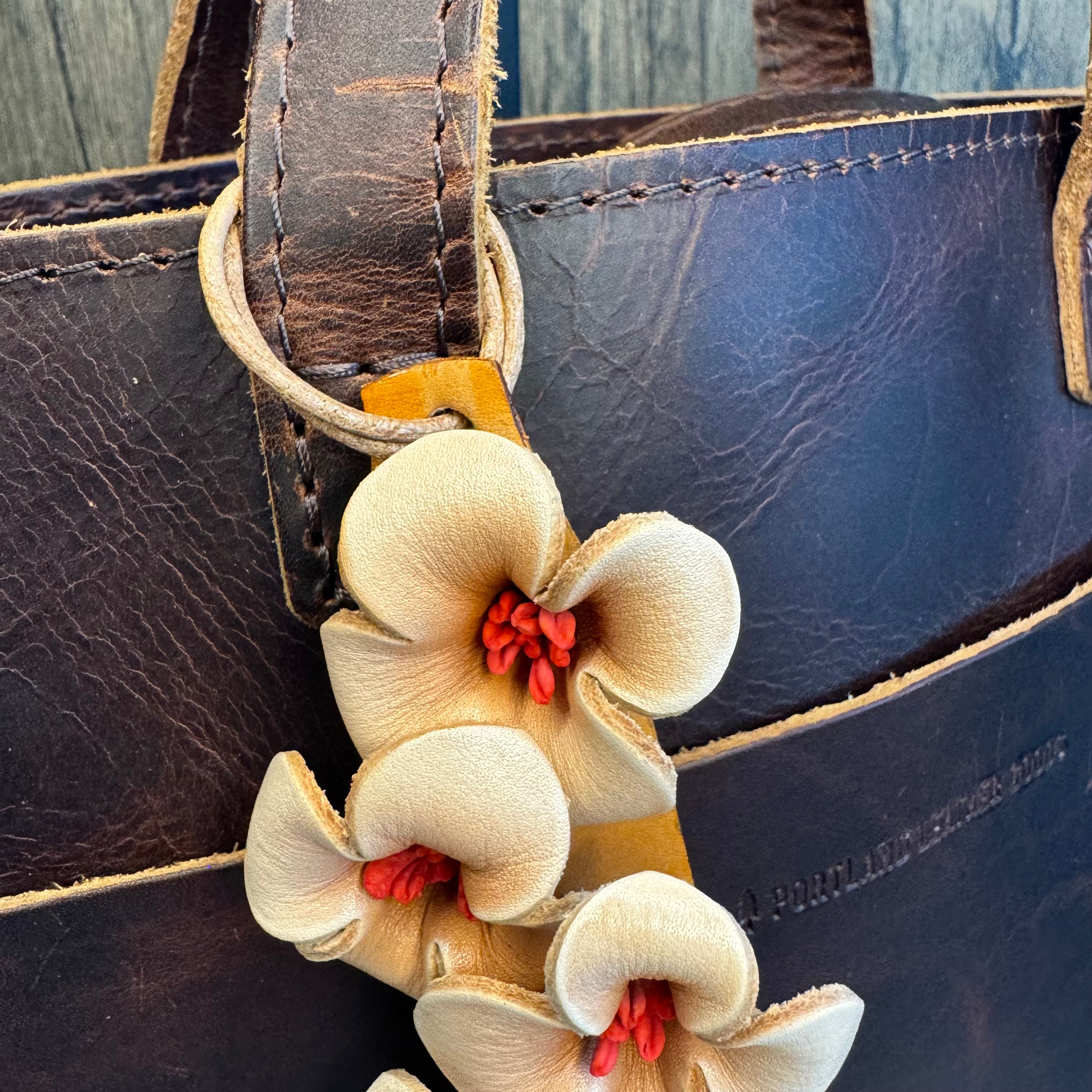 Genuine Leather Flower Bag Charm West Hills Studio