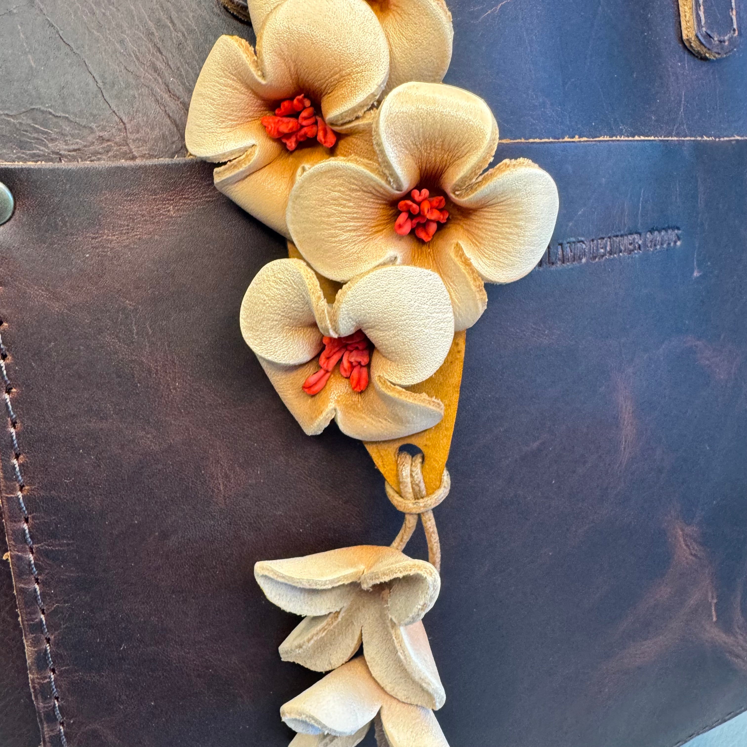 Genuine Leather Flower Bag Charm West Hills Studio