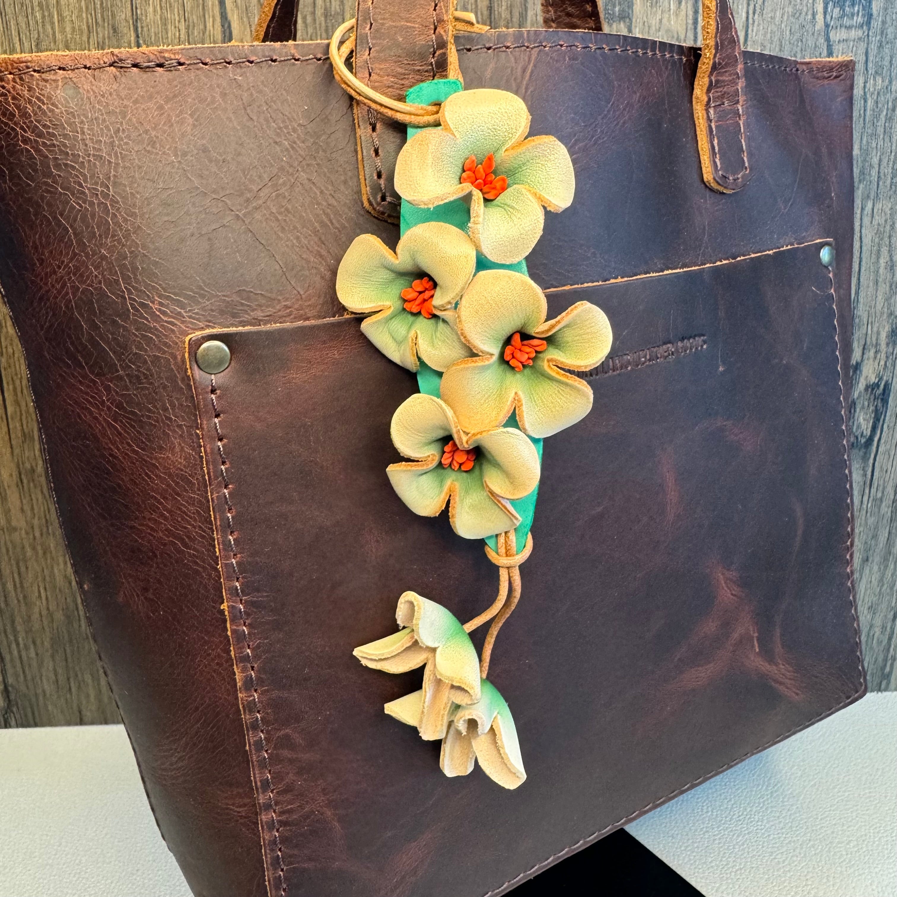 Genuine Leather Flower Bag Charm West Hills Studio
