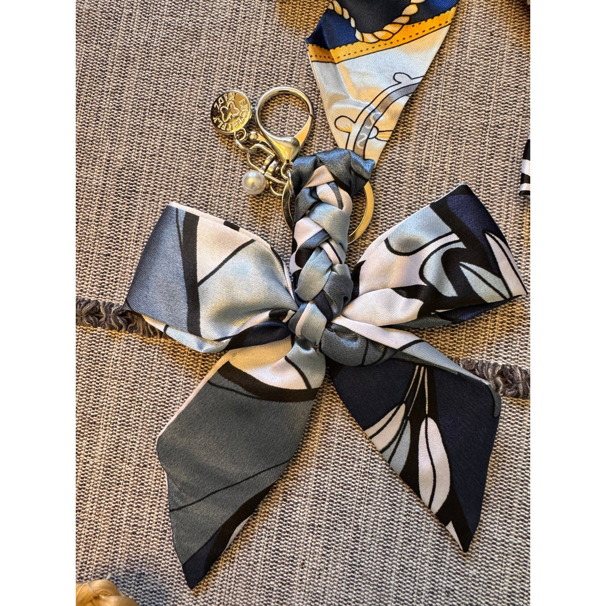 3 Satin Bow Bag Charms Floral Purse Charm Zebra Colorful Bow