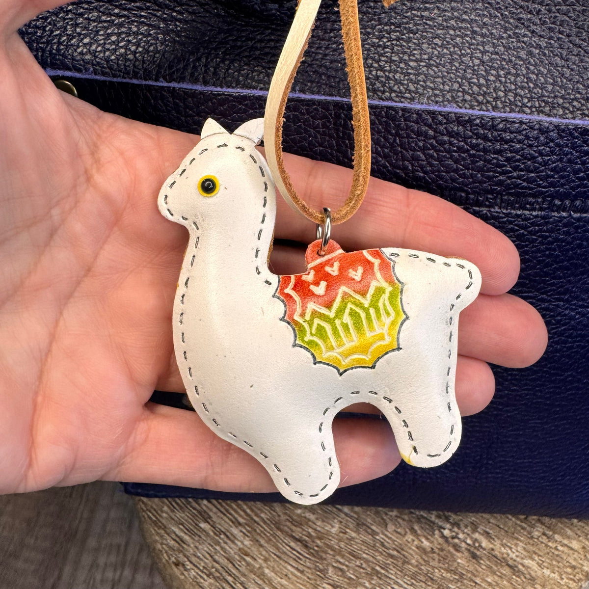 Genuine Leather Hand Painted Purse Charm Llama Bag Charm NeW FAST SHIP