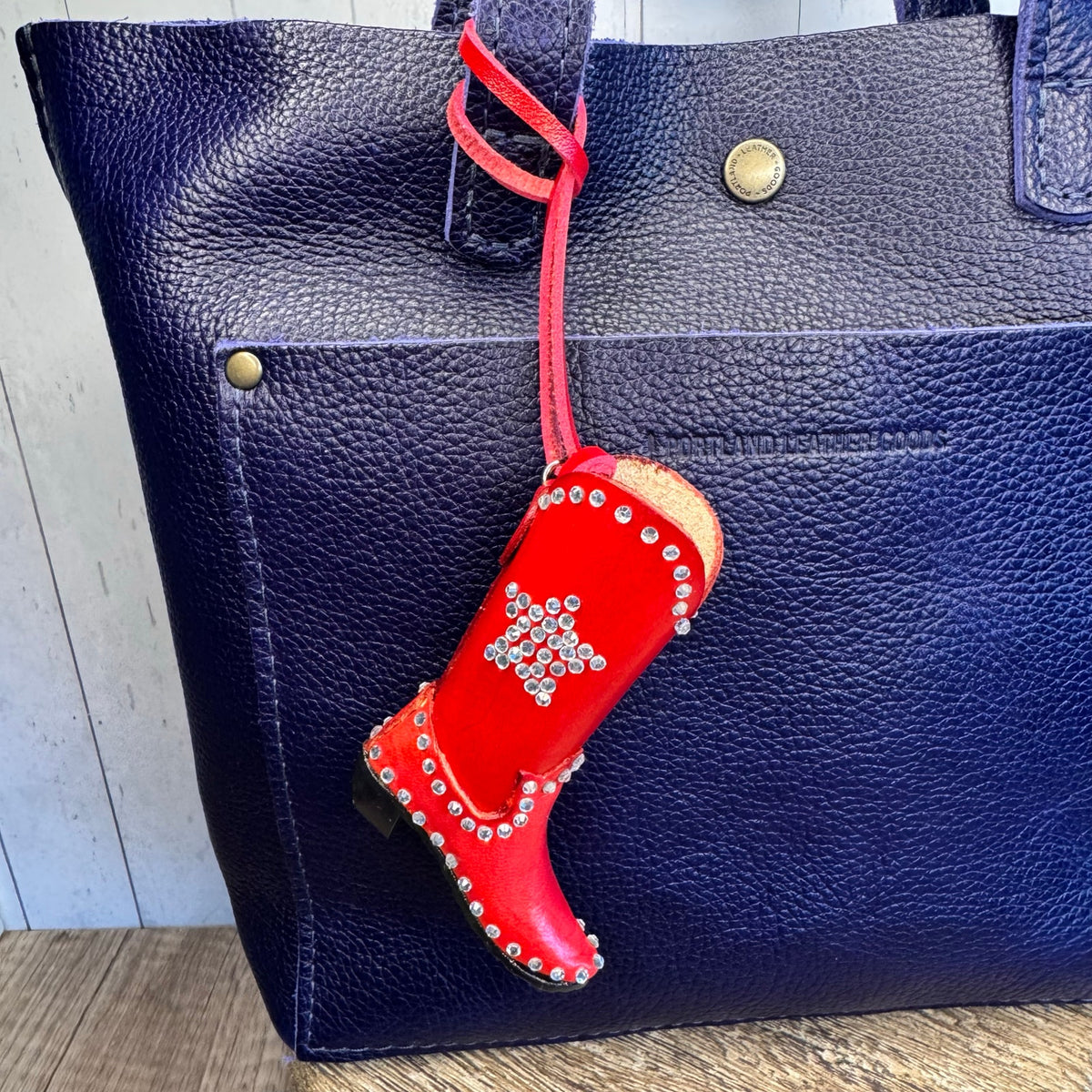 Western Genuine Leather Purse Charm Red Cowboy Boot Bag Charm NeW FAST SHIP