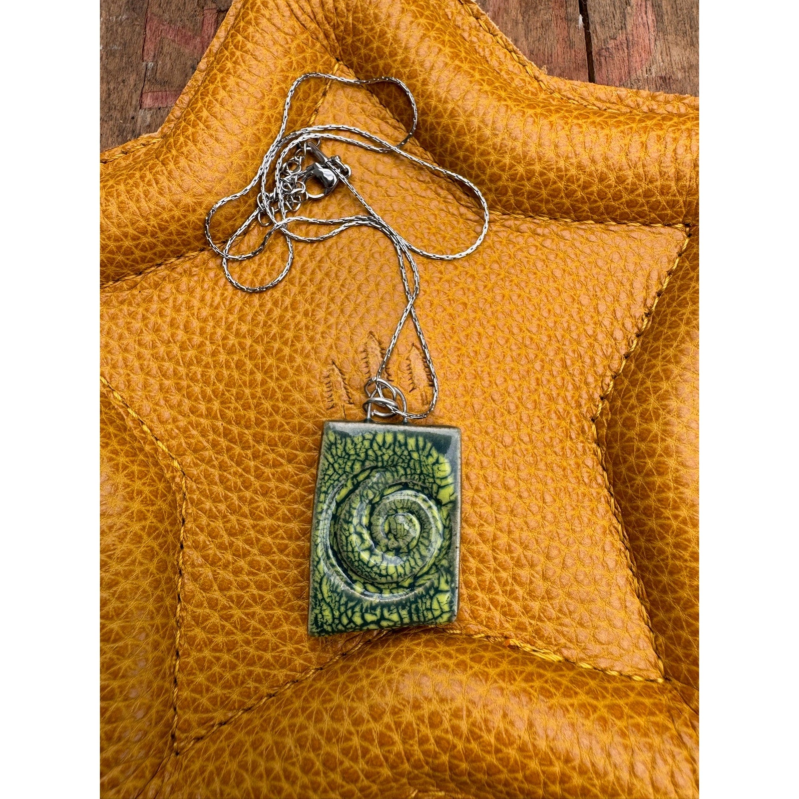Ceramic Pendant Necklace Handcrafted Boho Pendant Necklace Artist Made Jewelry