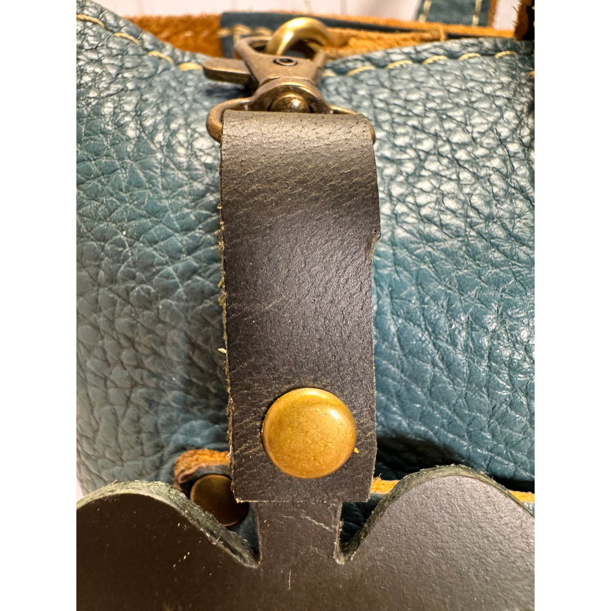 Dark Green Monstera Bag Charm Genuine Leather Green Boho Purse Charm