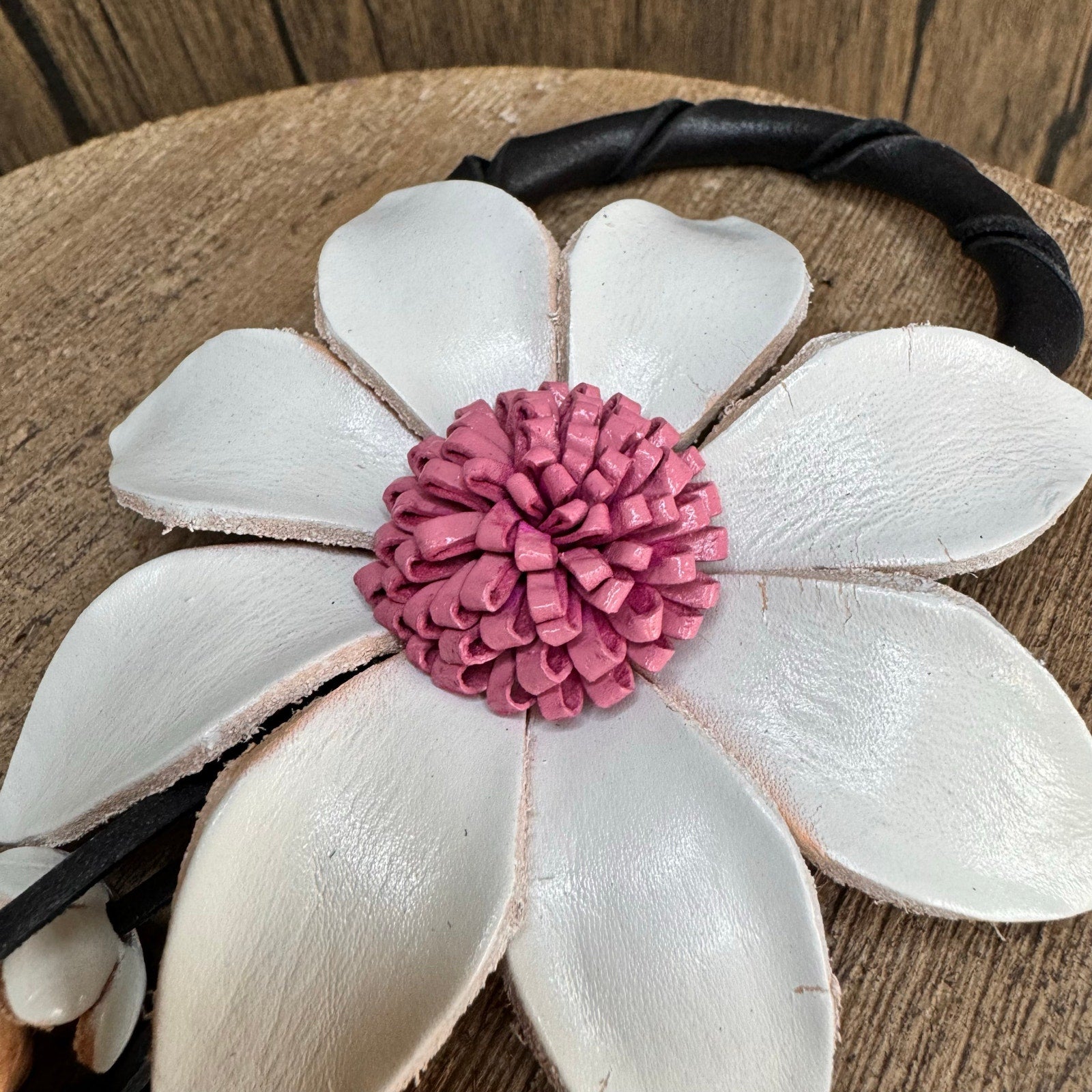 Leather Flower Purse Charm Genuine Leather Fall Daisy Bag Charm NEW FAST SHIP
