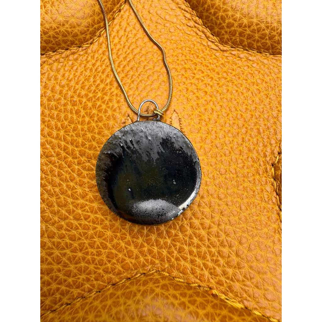 Kiln Fired Ceramic Round Sunburst Pendant Necklace Ceramics Made in Oregon