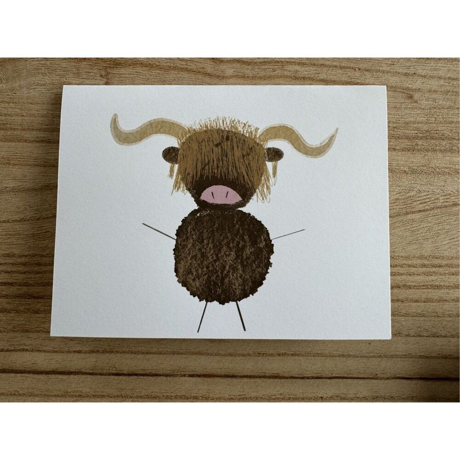 Greeting Cards Blank Cards Scottish Highland Cow Boho Gift Handmade Gift Art