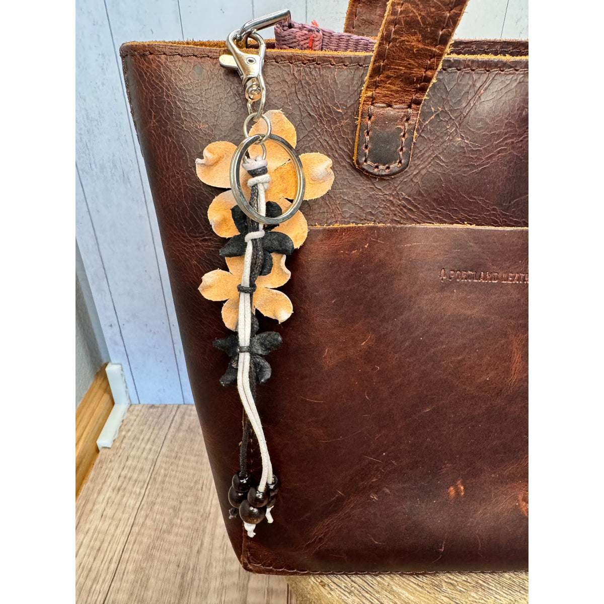Plumeria Flower Bag Charm Genuine Leather Flower Bag Charm White Flower Charm