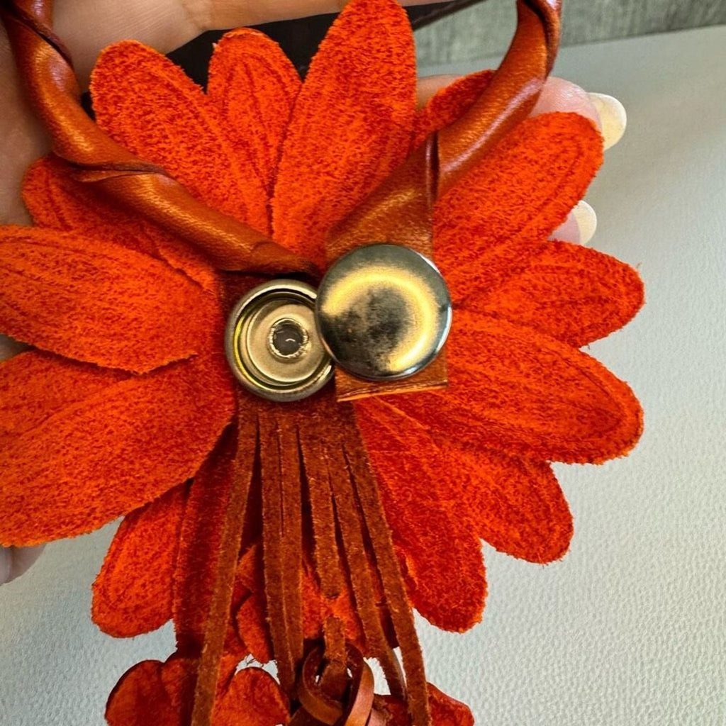 Sunflower Leather Bag Charm Leather Purse Summer Orange Flower Bag Charm NEW