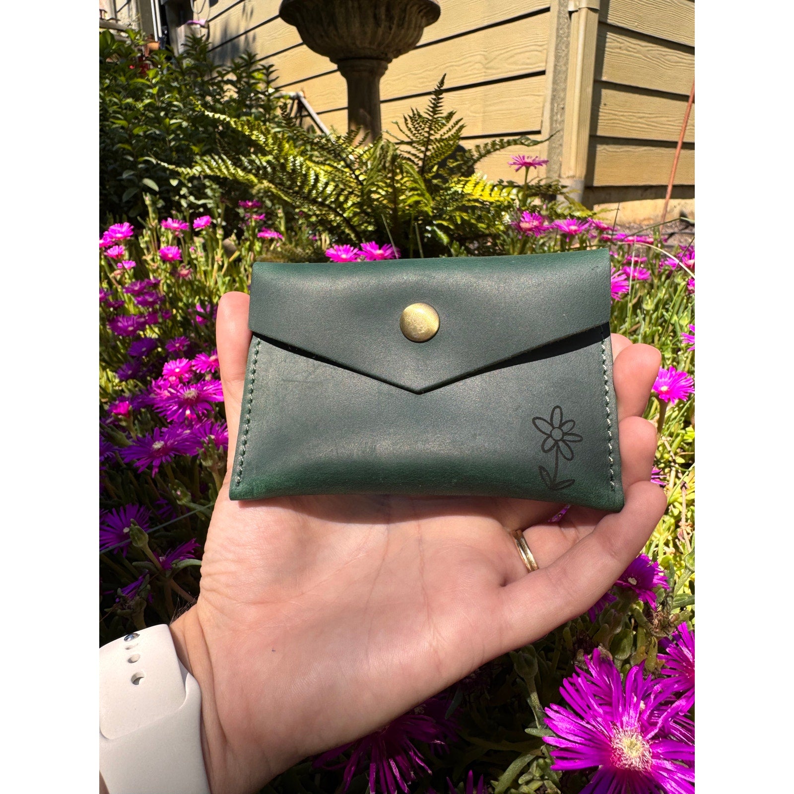 Genuine Leather Wallet  DARK GREEN Credit Card Holder Wallet NEW FAST SHIP