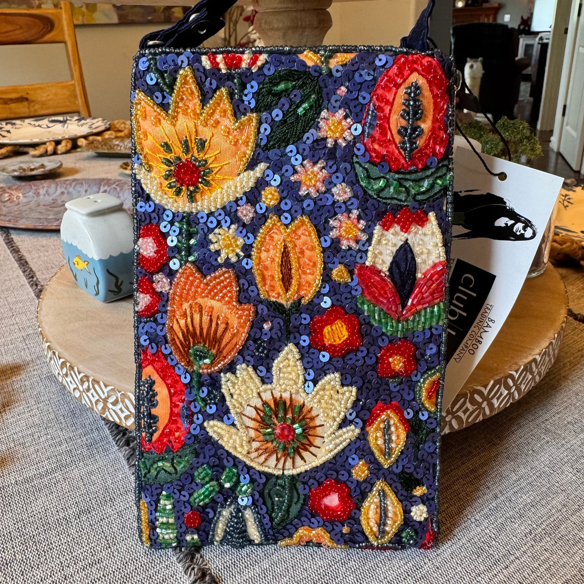 Beaded Dark Blue Colorful Crossbody Club Bag Phone Bag Small Night out Purse