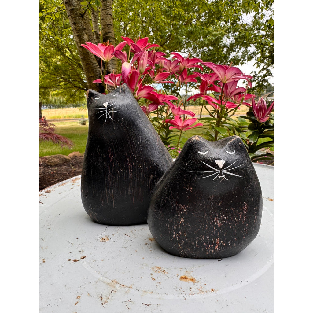 Wood Black Cat Set of 2 Cats Home Decor Cute Cats Halloween Kitty Cats Kitten
