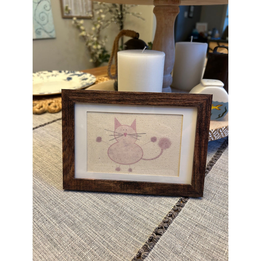 Mini Kitty Cat Marie Picture Frame 6 x 4 Original Art Desk Pink Cat Lover Gift