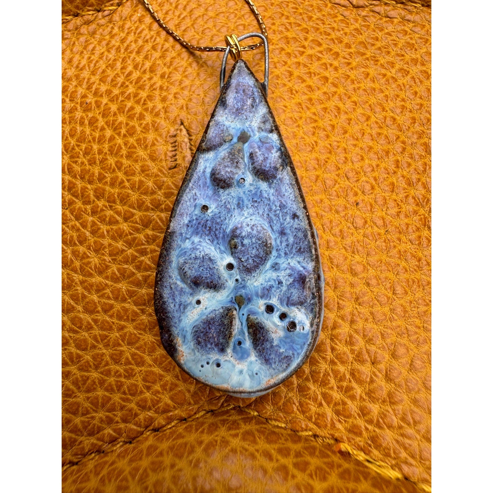 Teardrop Kiln Fired Ceramic Necklace Ceramic Teardrop Pendant Jewelry Necklace