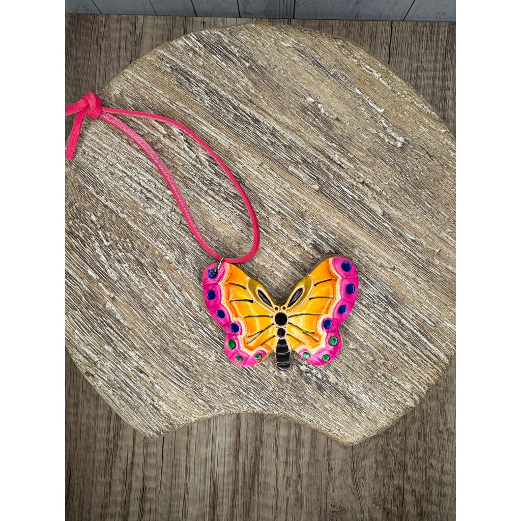 Genuine Leather Butterfly Purse Charm Leather Hand Painted Bag Charm NEW