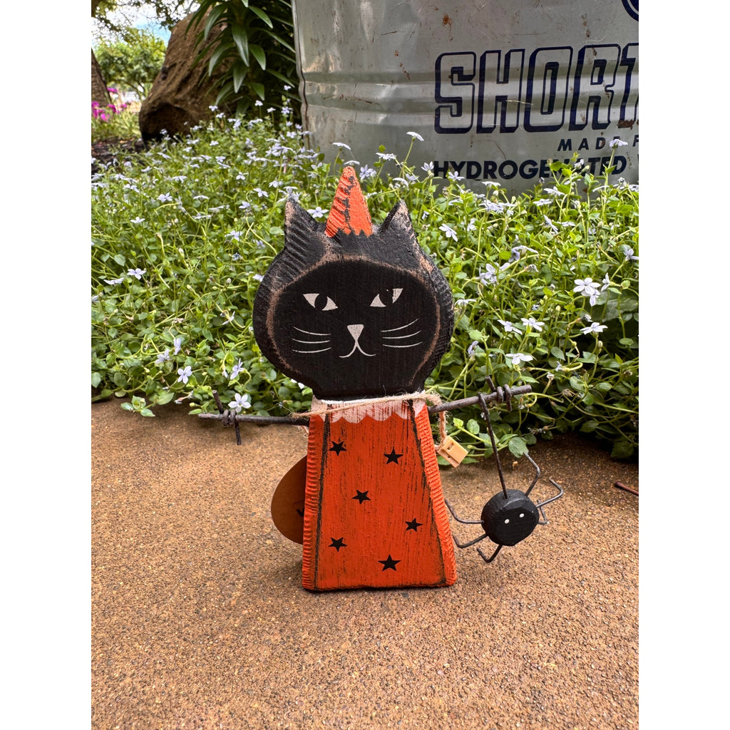 Wood Vampire Kitty Cat Mummy Halloween Home Decor Cute Fall Autumn Halloween