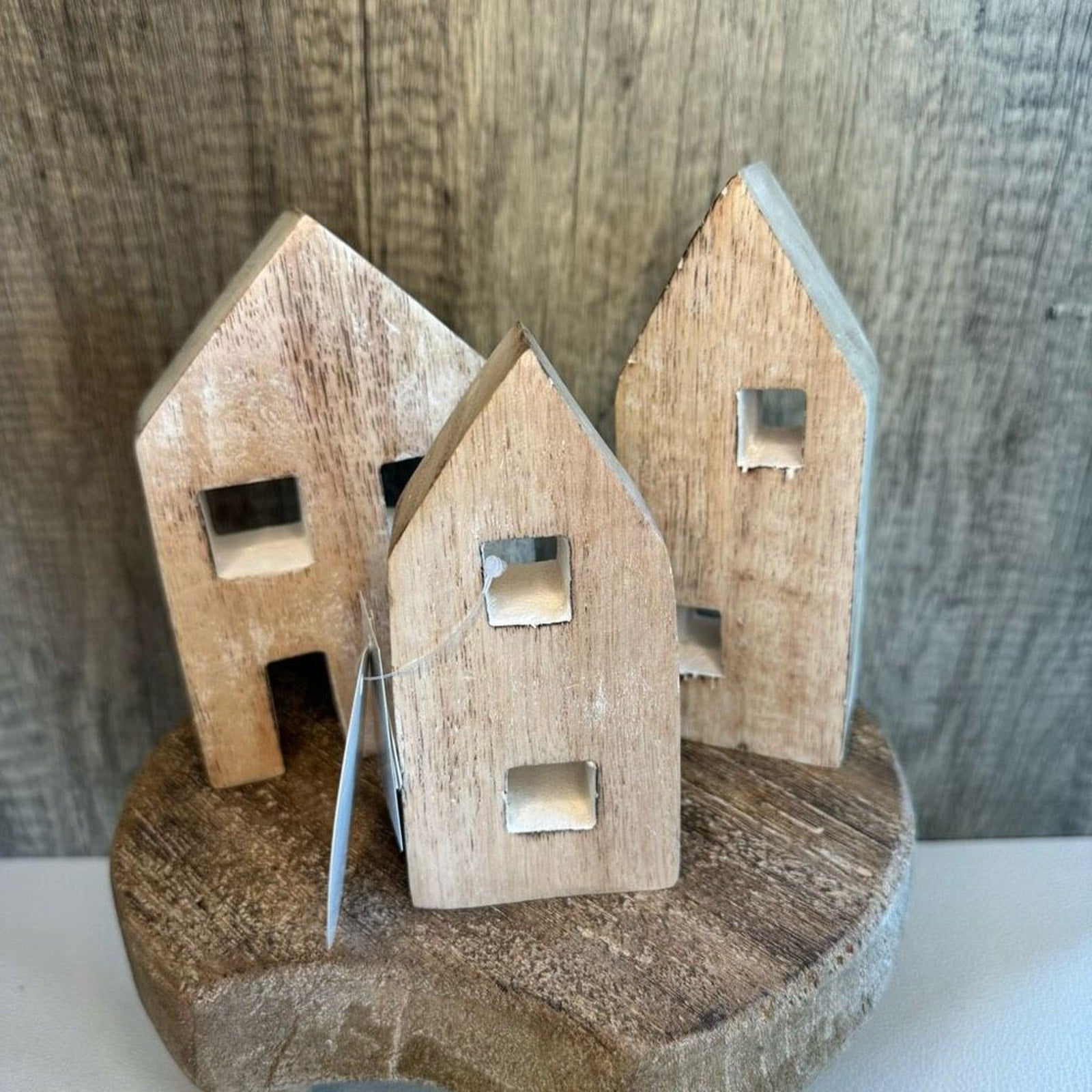 Rustic Neutral Home Decor Mango Wood Houses NEW FAST SHIP